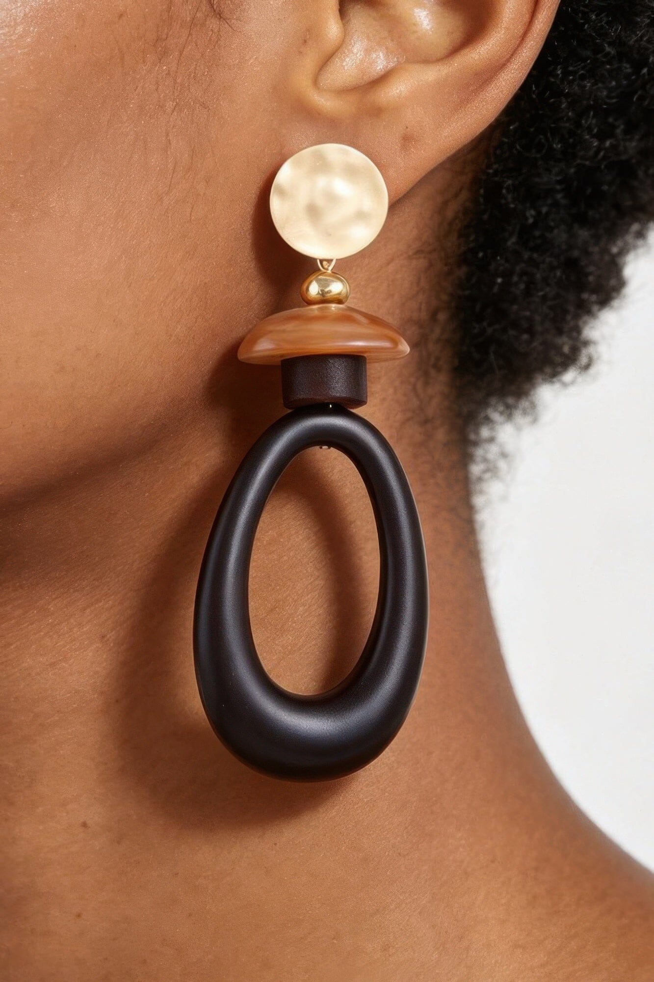Modern Stone Open Drop Earrings Apparel & Accessories > Jewelry > Earrings jehouze Gold Brown 