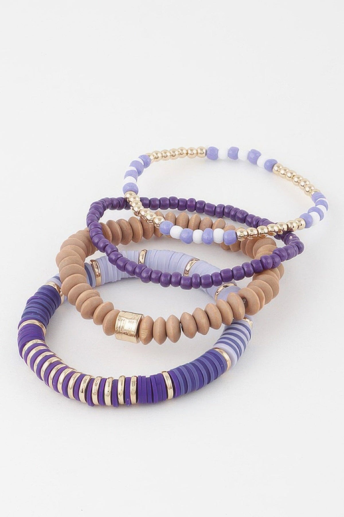 Multi Beaded Bracelet Bracelets jehouze Gold Purple 