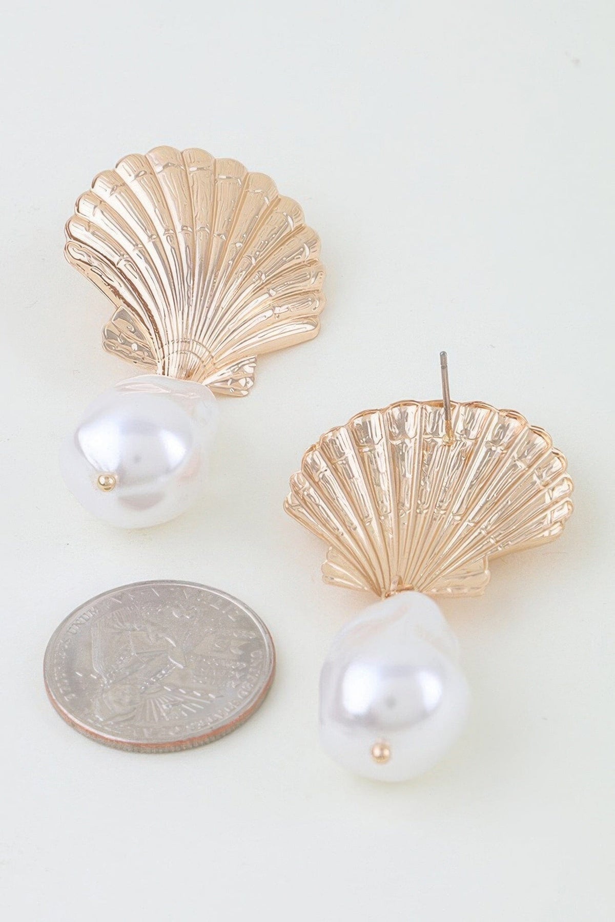 Multi Clam Pearl Drop Earrings Earrings jehouze 