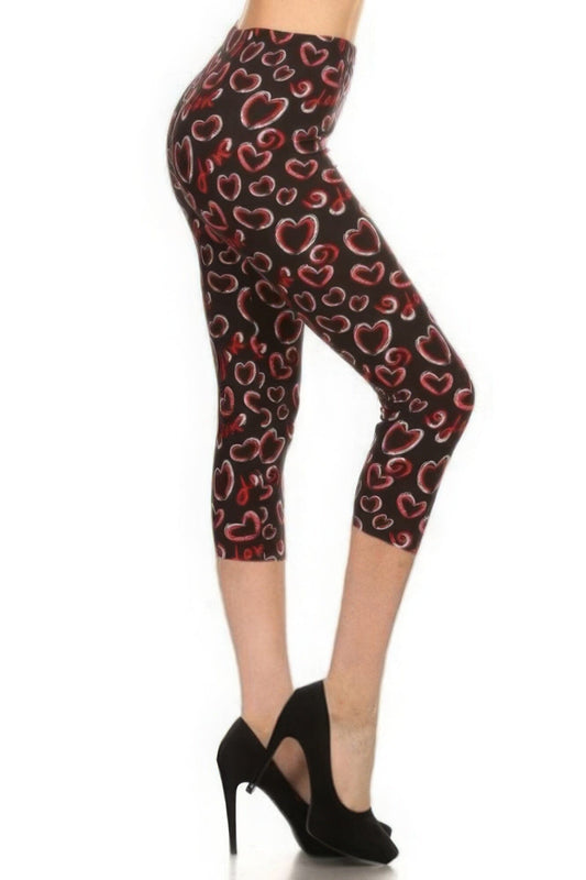 Multi-color Print, Cropped Capri Leggings In A Fitted Style With A Banded High Waist Pants jehouze Multi 