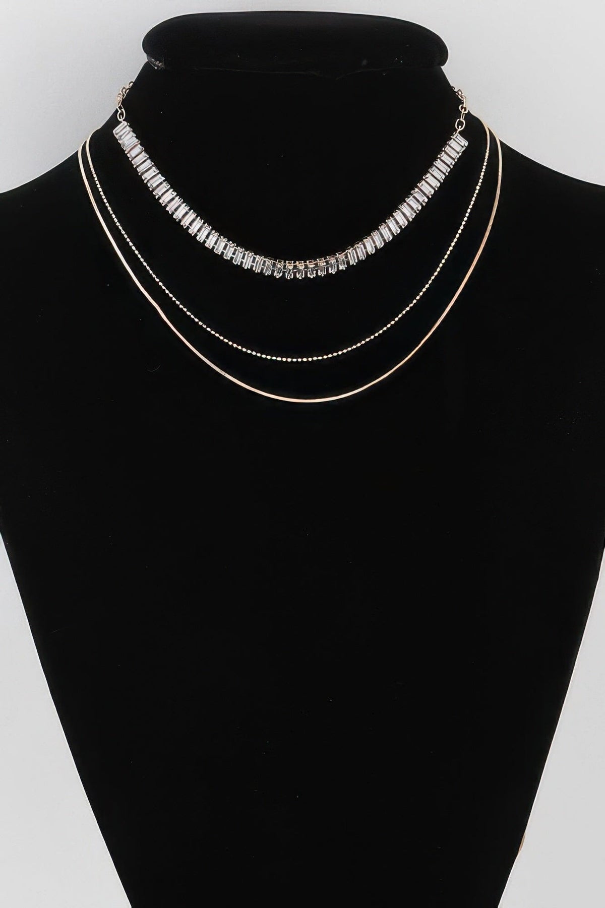 Multi Crystal Bead Necklace Necklaces jehouze Gold Clear 