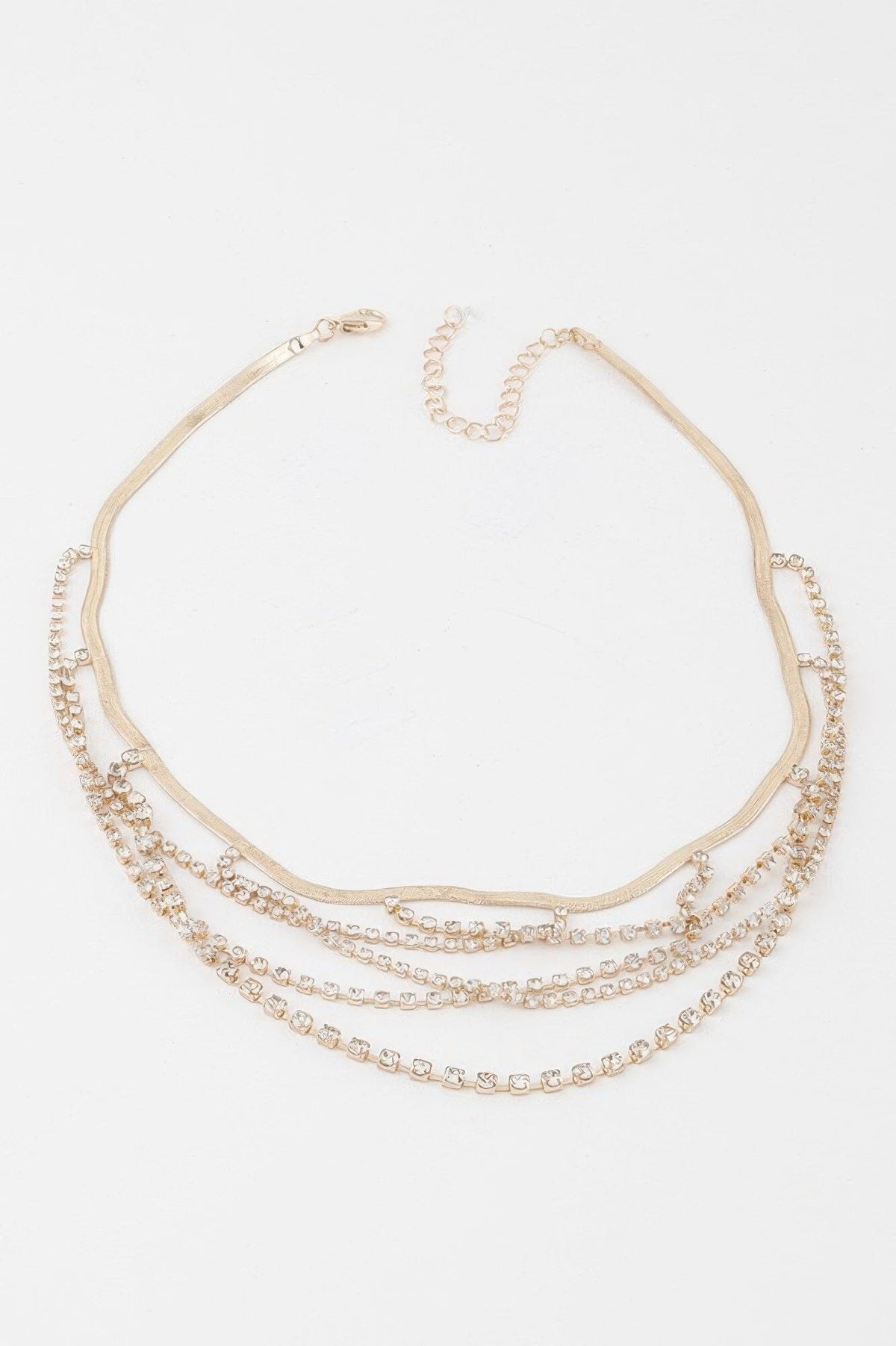 Multi Crystal Laced Strand Necklace Necklaces jehouze 