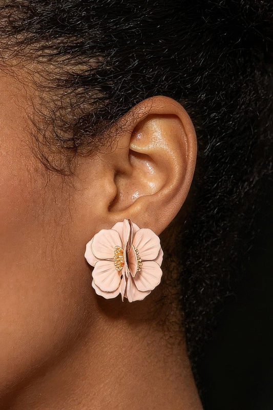 Multi Dimensional Blossom Earrings Apparel & Accessories > Jewelry > Earrings jehouze Gold Pink 