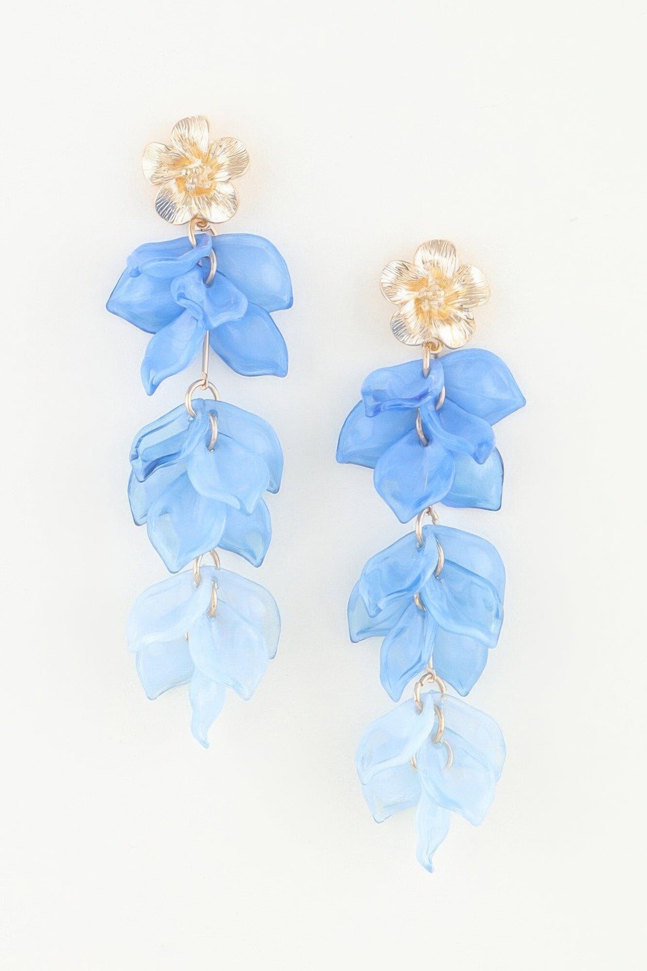Multi Flower Blossom Drop Earrings Apparel & Accessories > Jewelry > Earrings jehouze Gold Blue 
