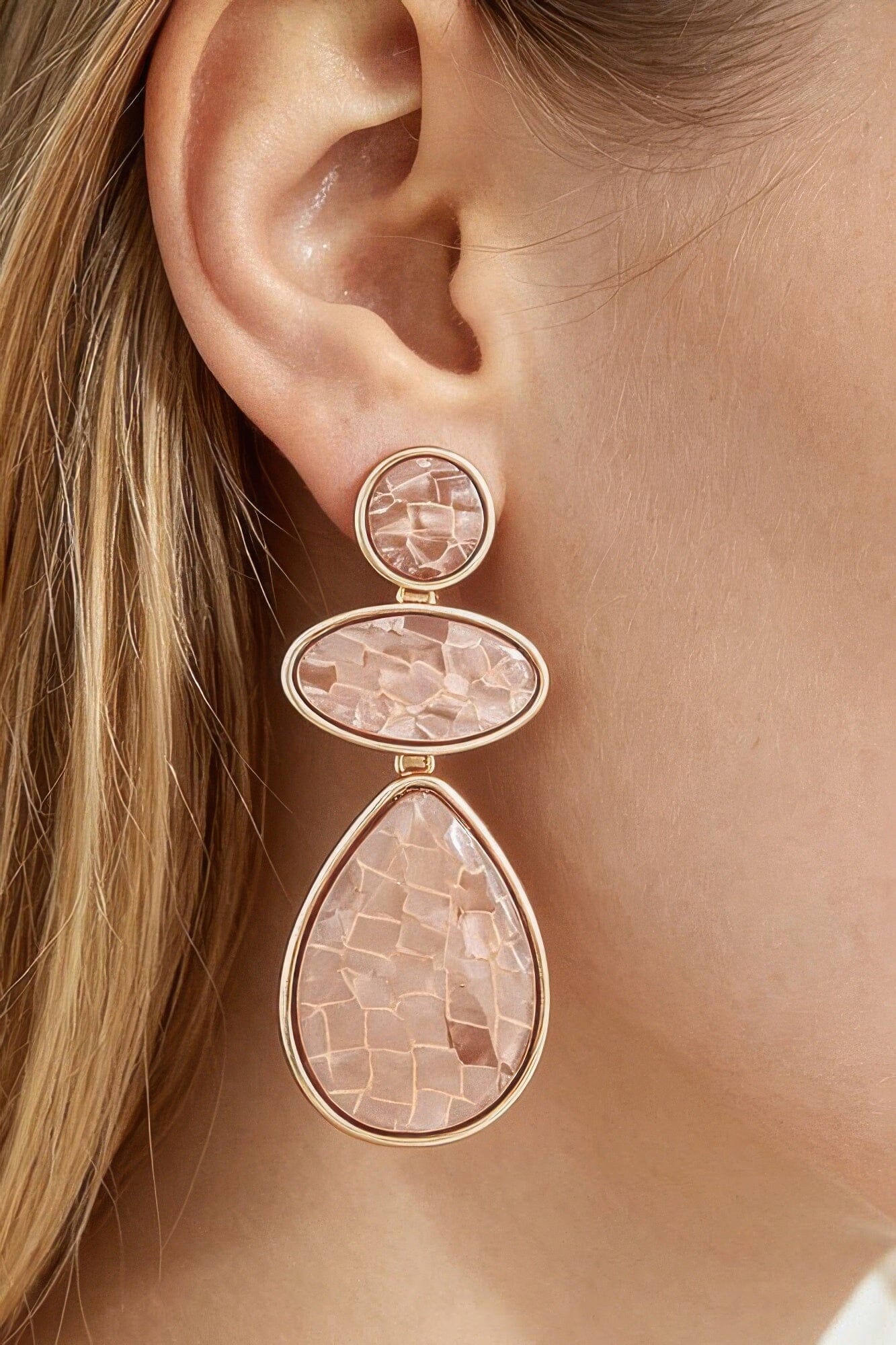 Multi Marble Brick Drop Earrings Apparel & Accessories > Jewelry > Earrings jehouze 