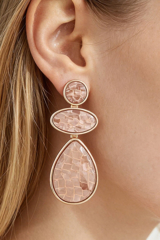 Multi Marble Brick Drop Earrings Apparel & Accessories > Jewelry > Earrings jehouze 