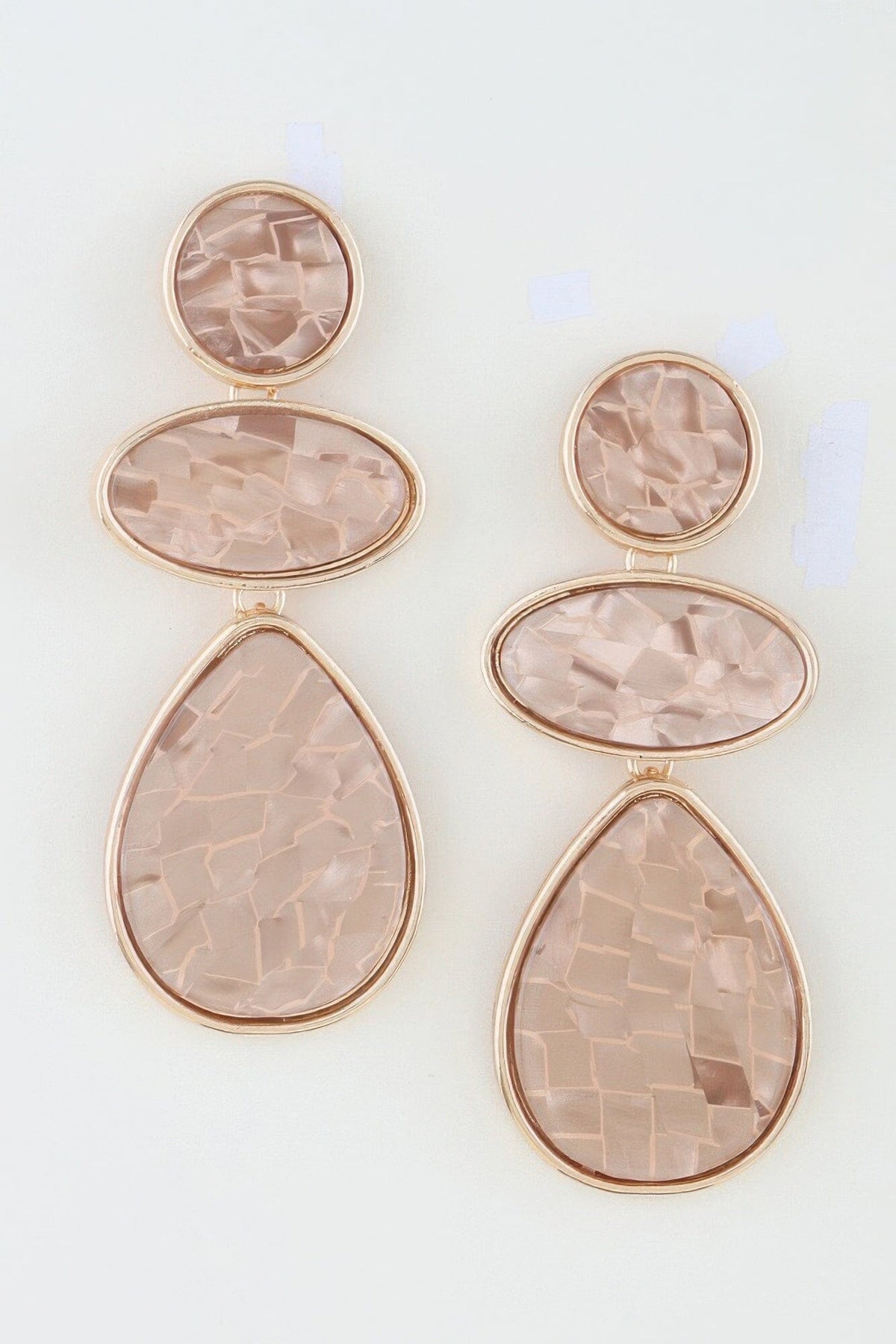 Multi Marble Brick Drop Earrings Apparel & Accessories > Jewelry > Earrings jehouze Gold Light Brown 