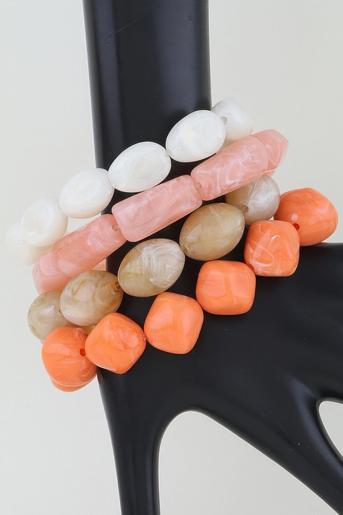 Multi Marble Stone Beaded Bracelet Bracelets jehouze Orange 