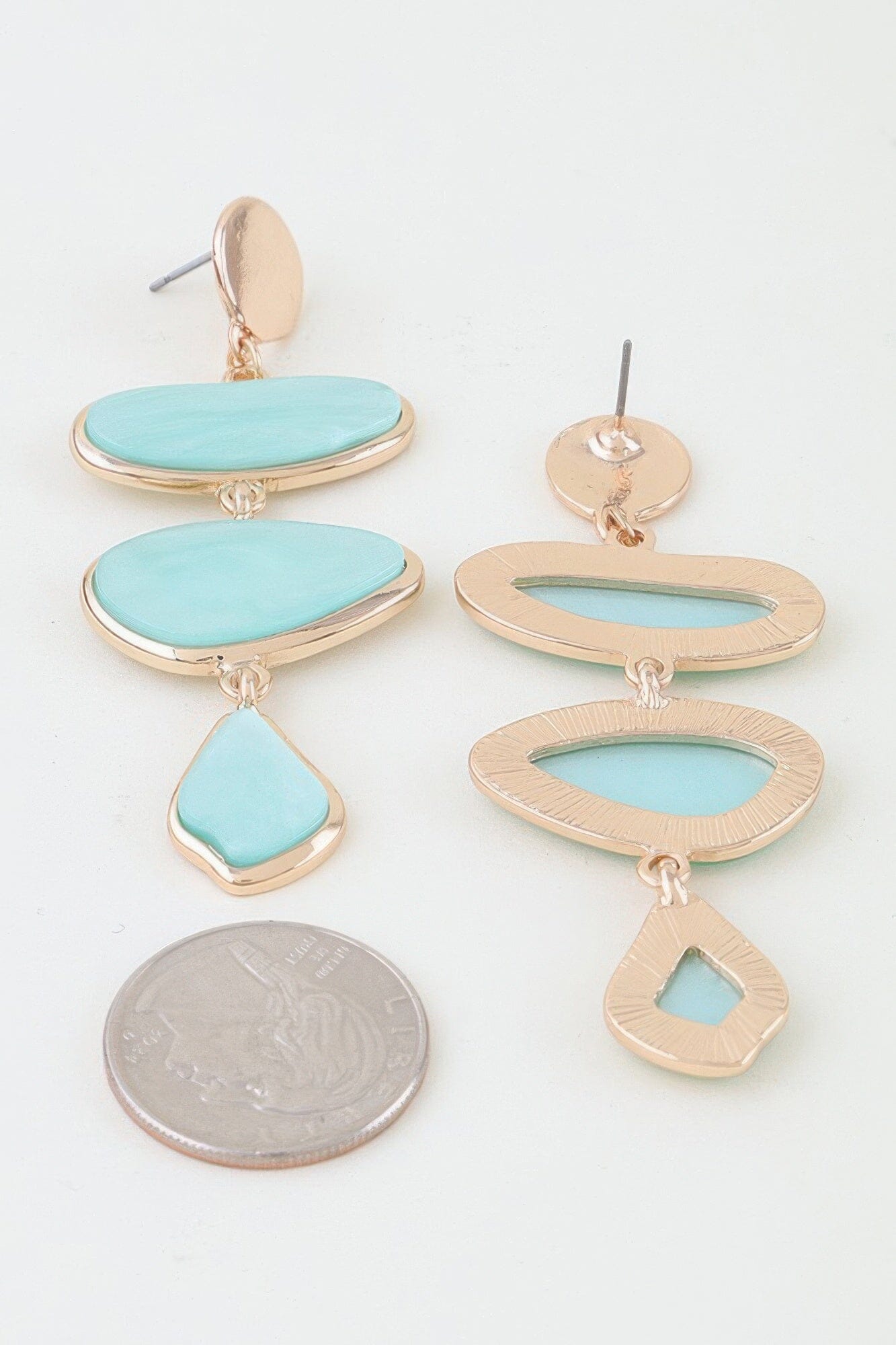 Multi Marble Stone Drop Earrings Apparel & Accessories > Jewelry > Earrings jehouze Gold Mint 