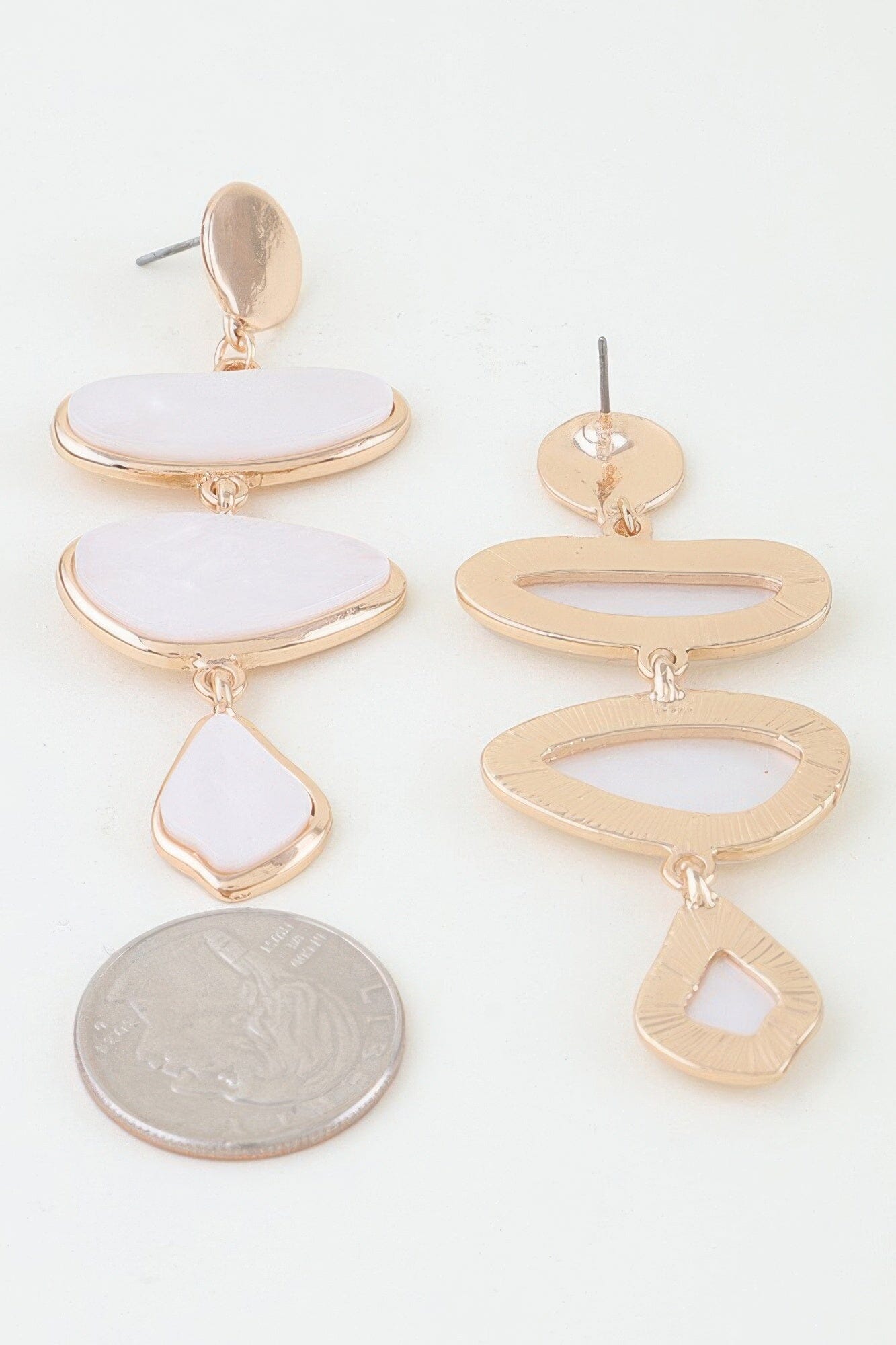 Multi Marble Stone Drop Earrings Apparel & Accessories > Jewelry > Earrings jehouze Gold White 