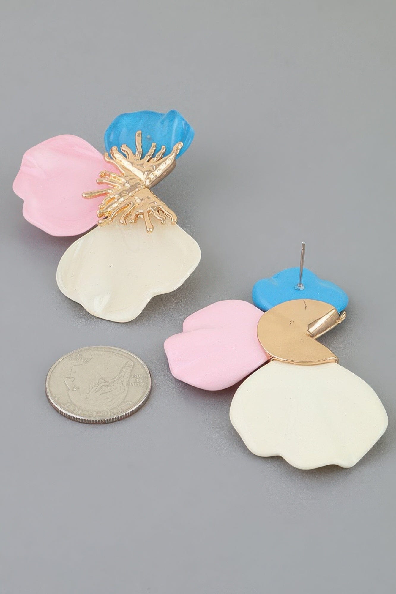 Multi Stone Scale Flower Earrings Apparel & Accessories > Jewelry > Earrings jehouze 