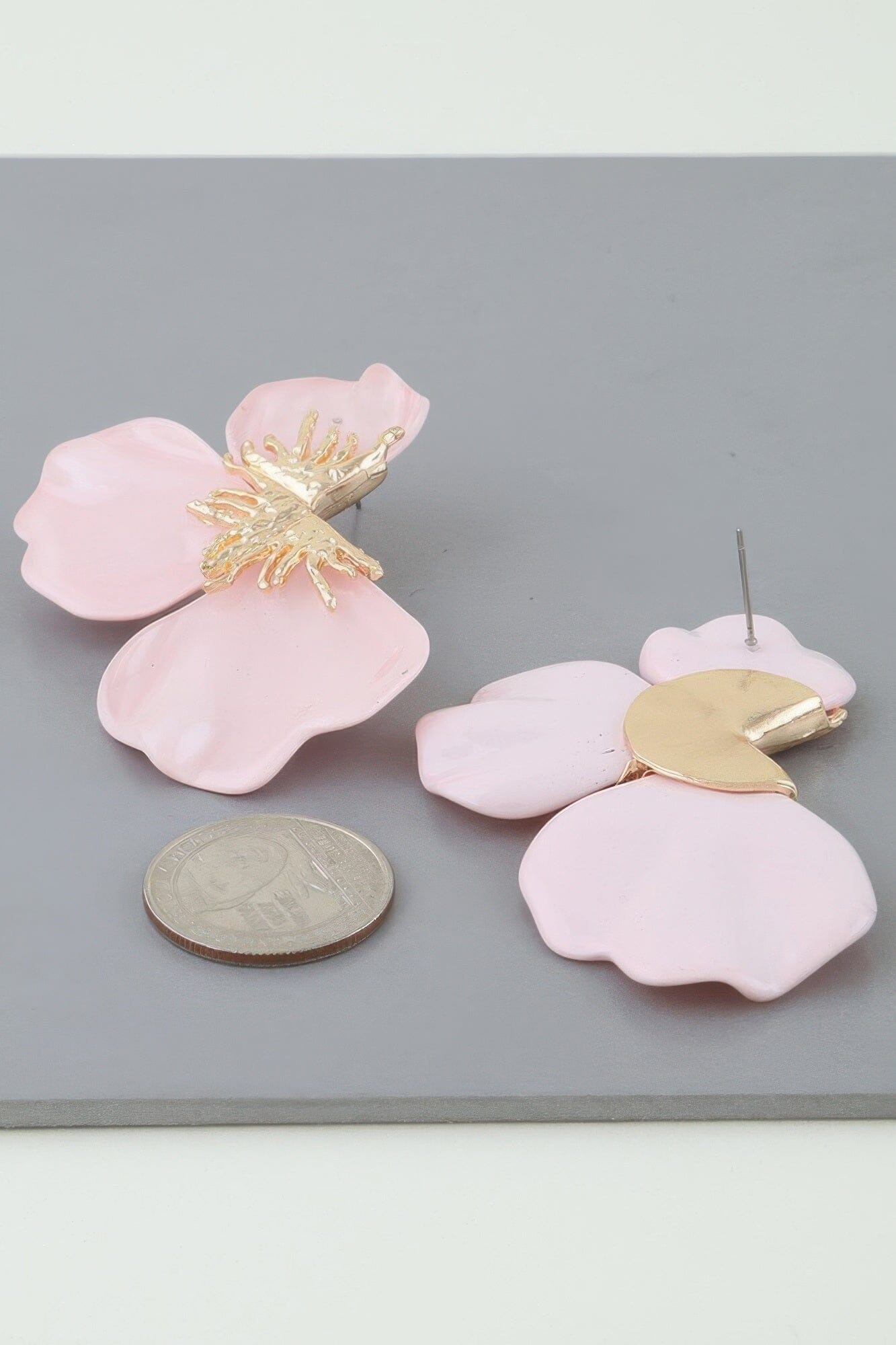 Multi Stone Scale Flower Earrings Apparel & Accessories > Jewelry > Earrings jehouze Gold Pink 