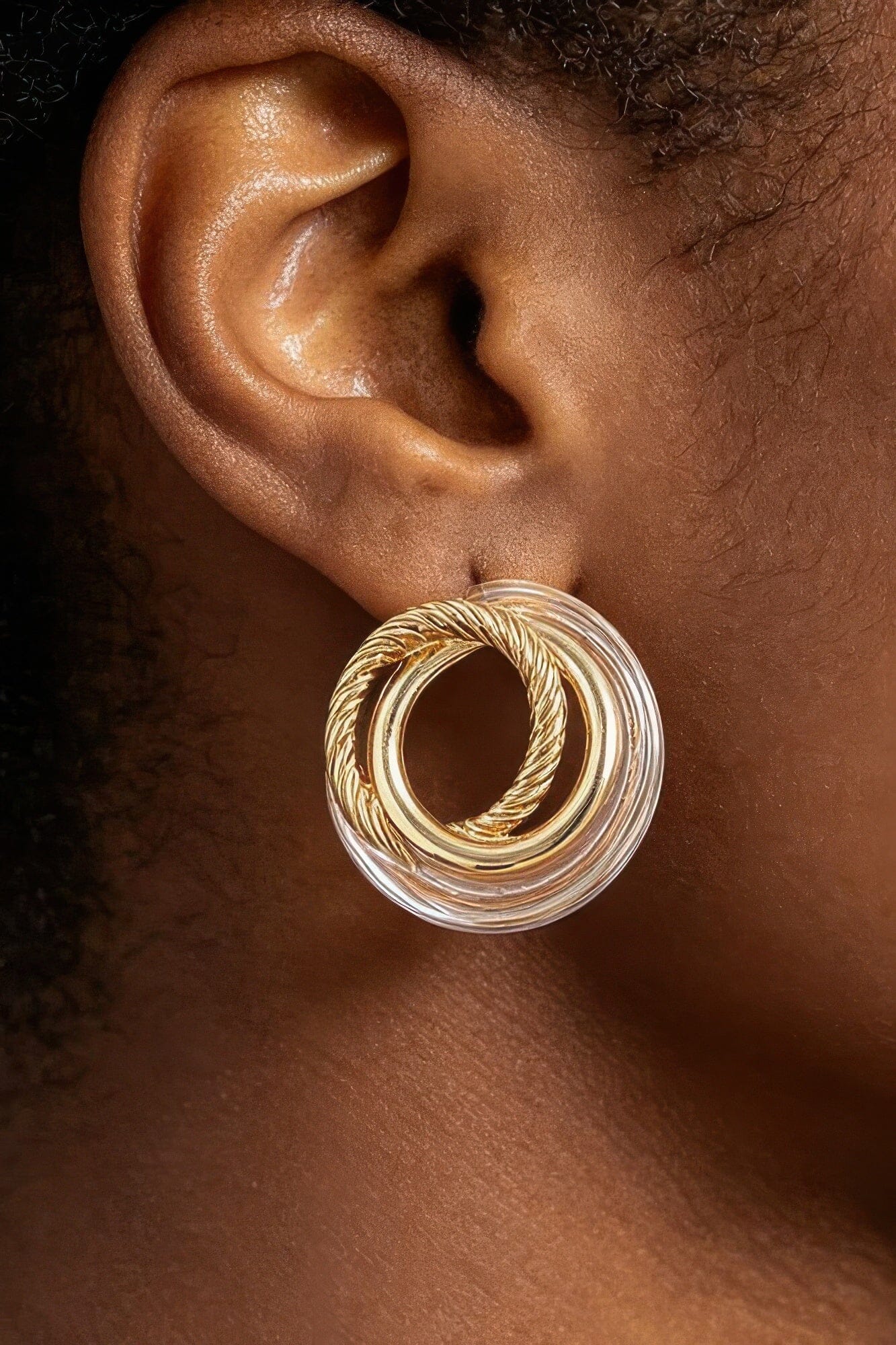 Multi Twisted Loop Stud Earrings Apparel & Accessories > Jewelry > Earrings jehouze Gold White 