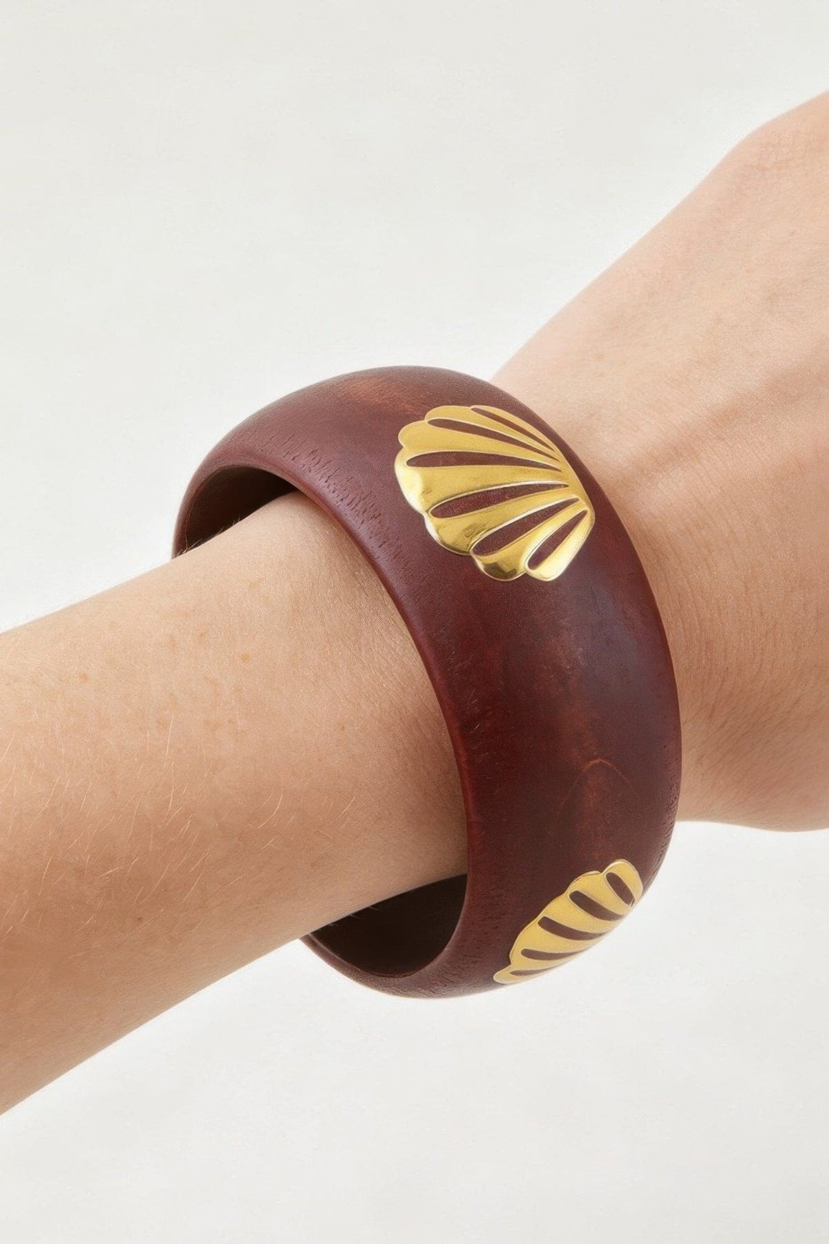 Nature Clam Grain Cuff Bracelet Bracelets jehouze Gold Brown 