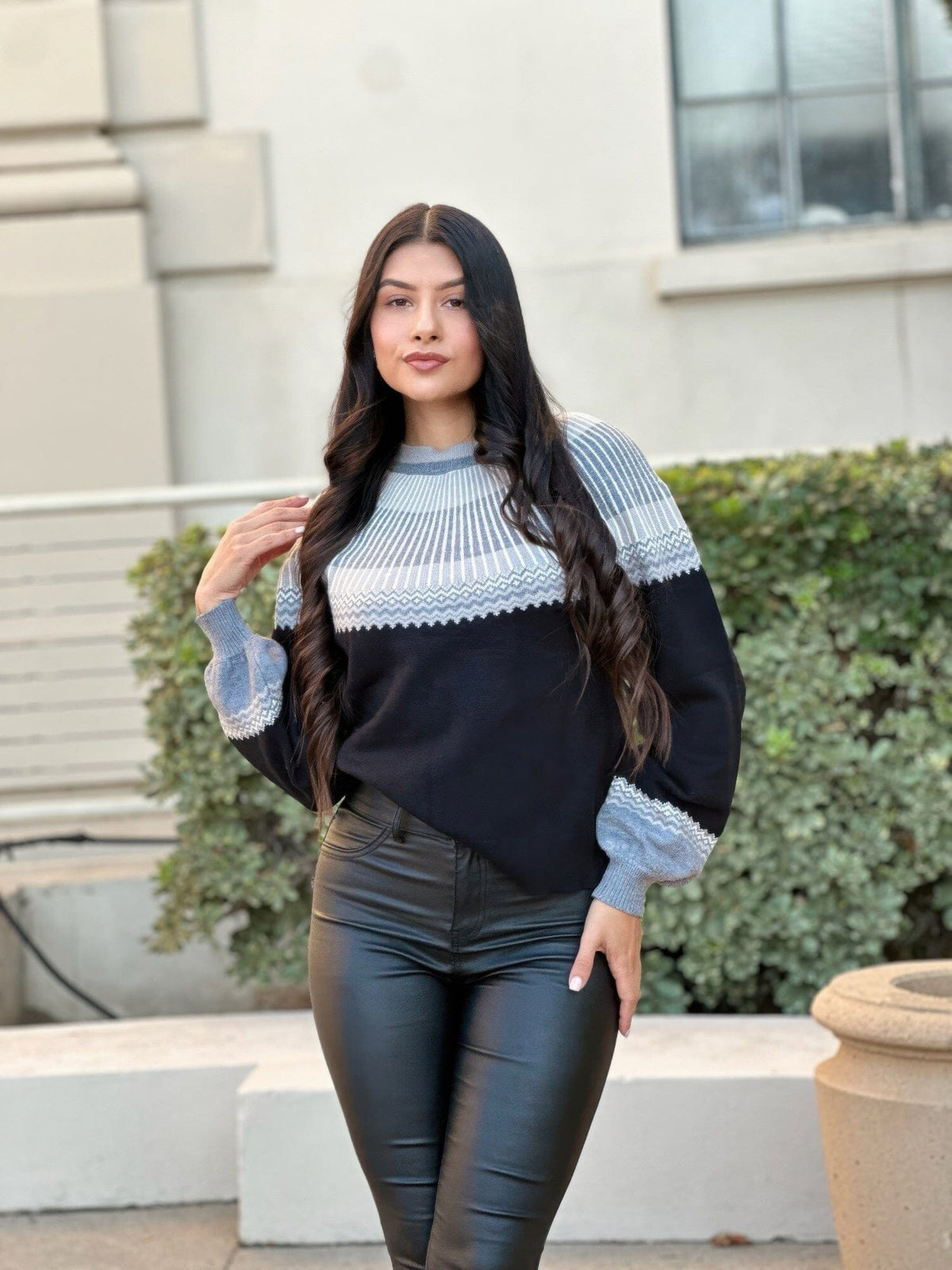 Neutral Color Block Knit Pull Out Sweater Shirts & Tops jehouze 