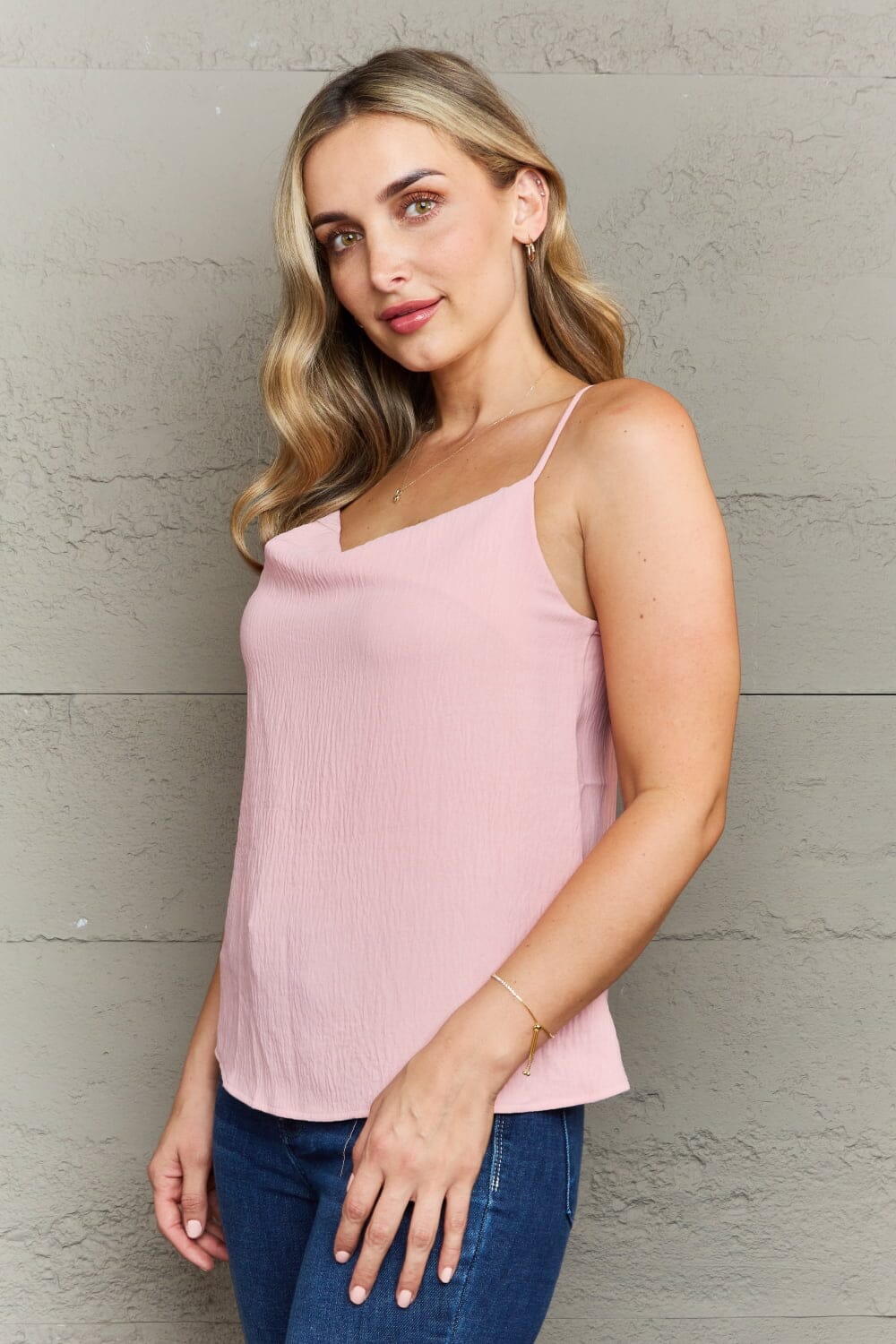 Ninexis Blush Pink Loose Fit Cami Top Shirts & Tops jehouze 