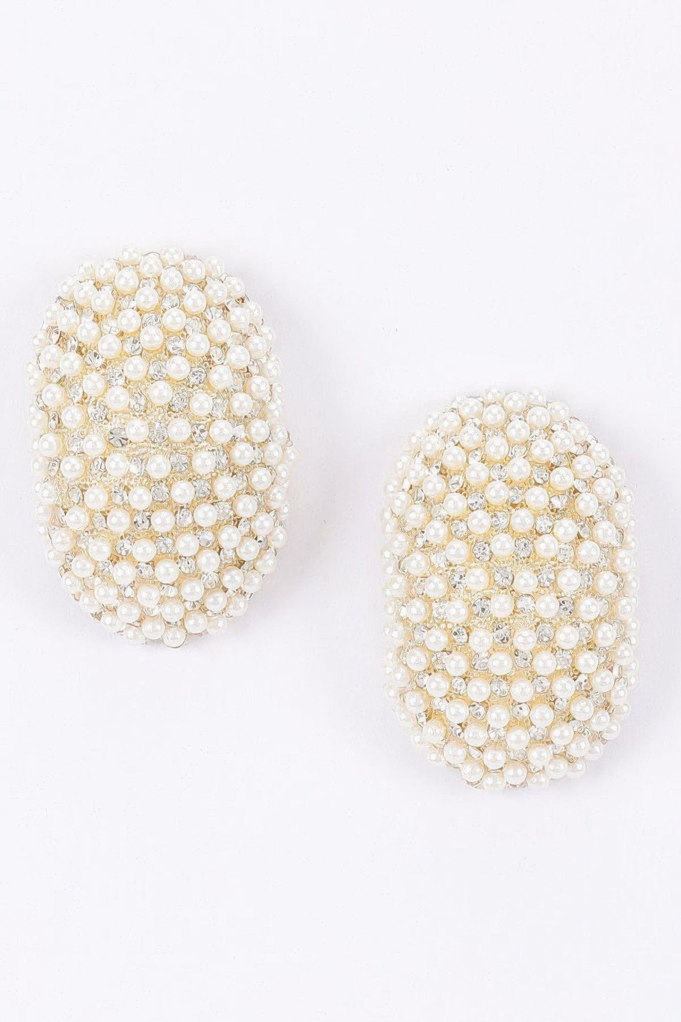 Oval Pearl Rhinestones Stud Earrings Apparel & Accessories > Jewelry > Earrings jehouze 