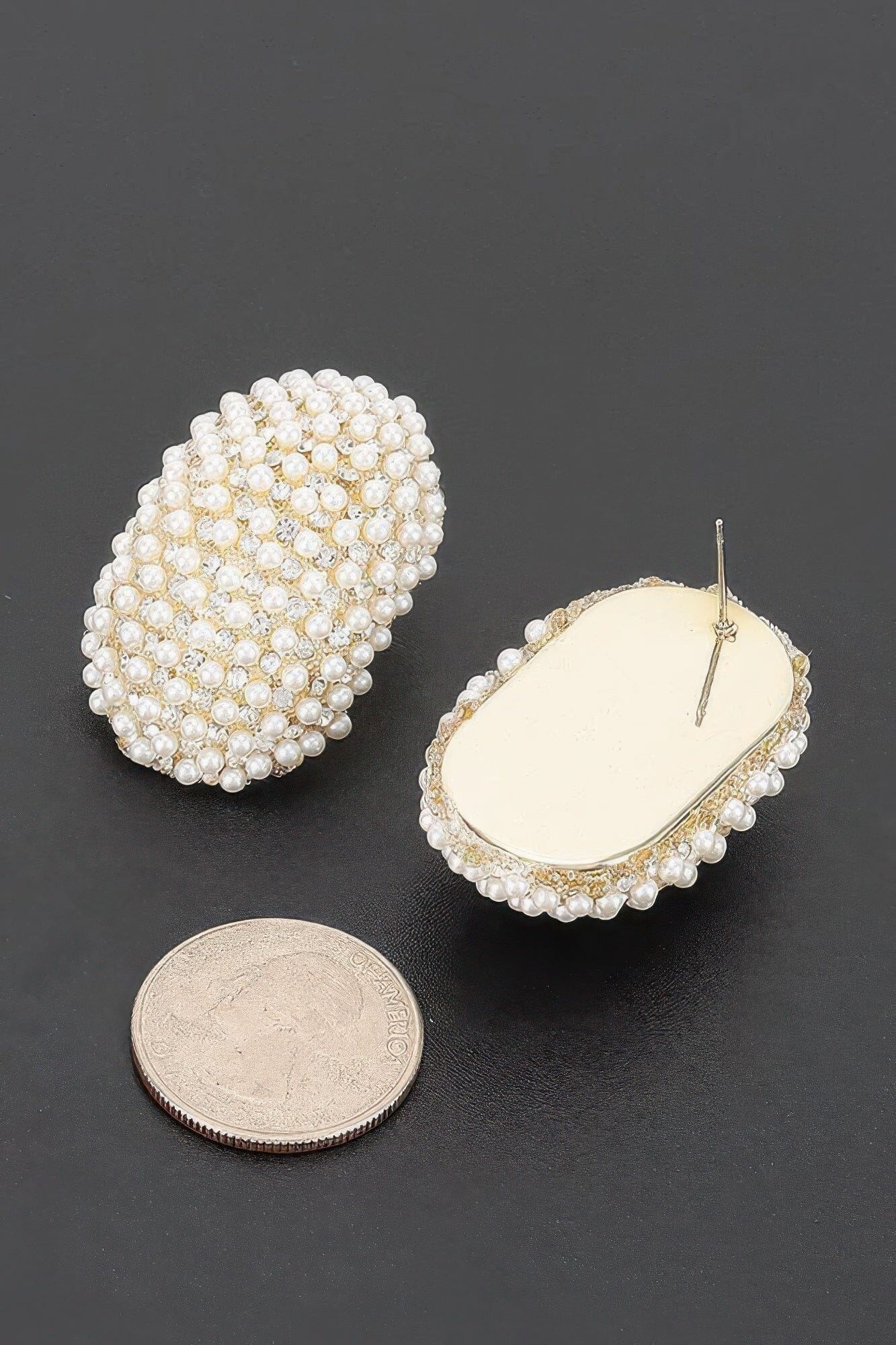 Oval Pearl Rhinestones Stud Earrings Apparel & Accessories > Jewelry > Earrings jehouze 