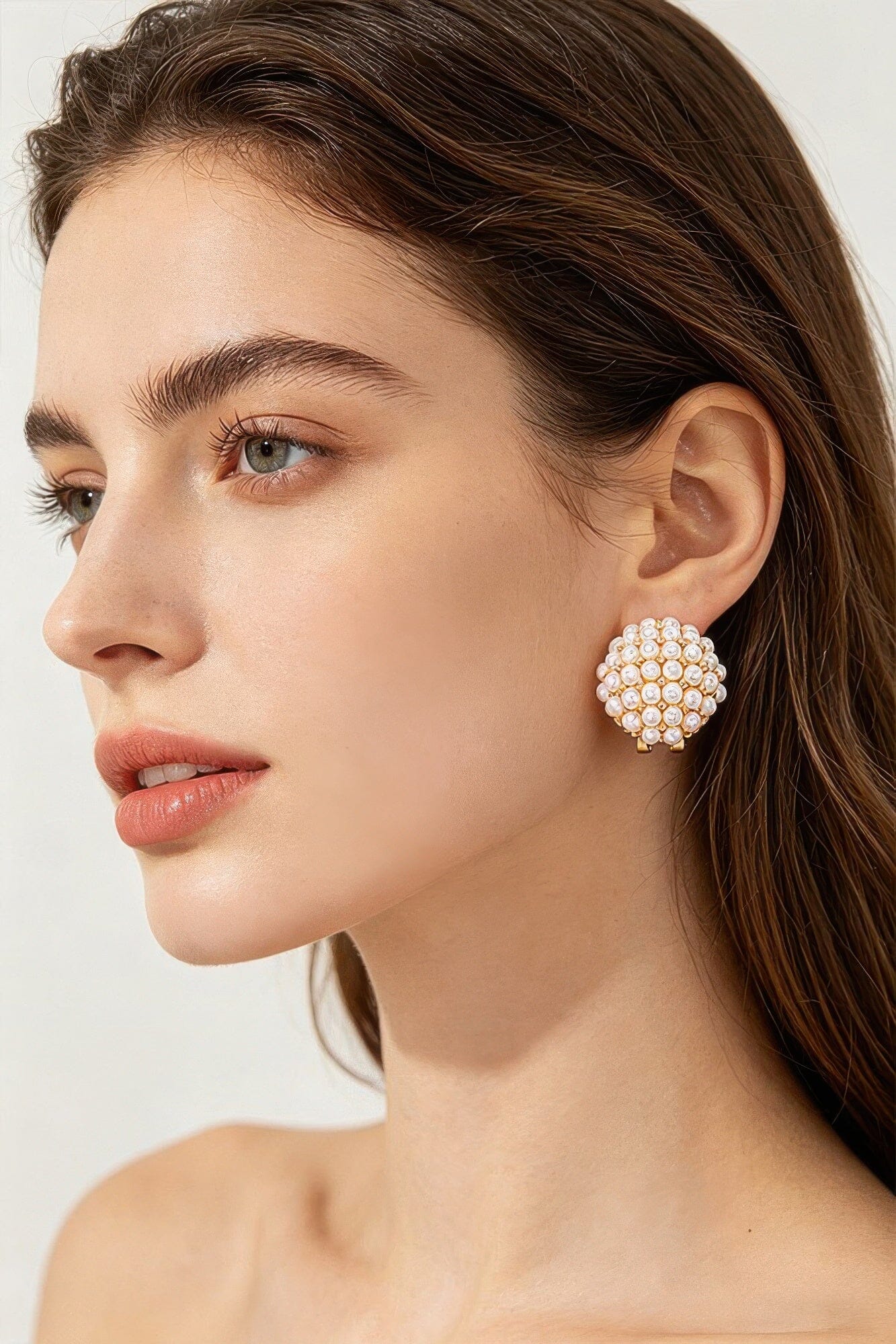 Pearl Cluster Clip-on Earrings Apparel & Accessories > Jewelry > Earrings jehouze Gold 