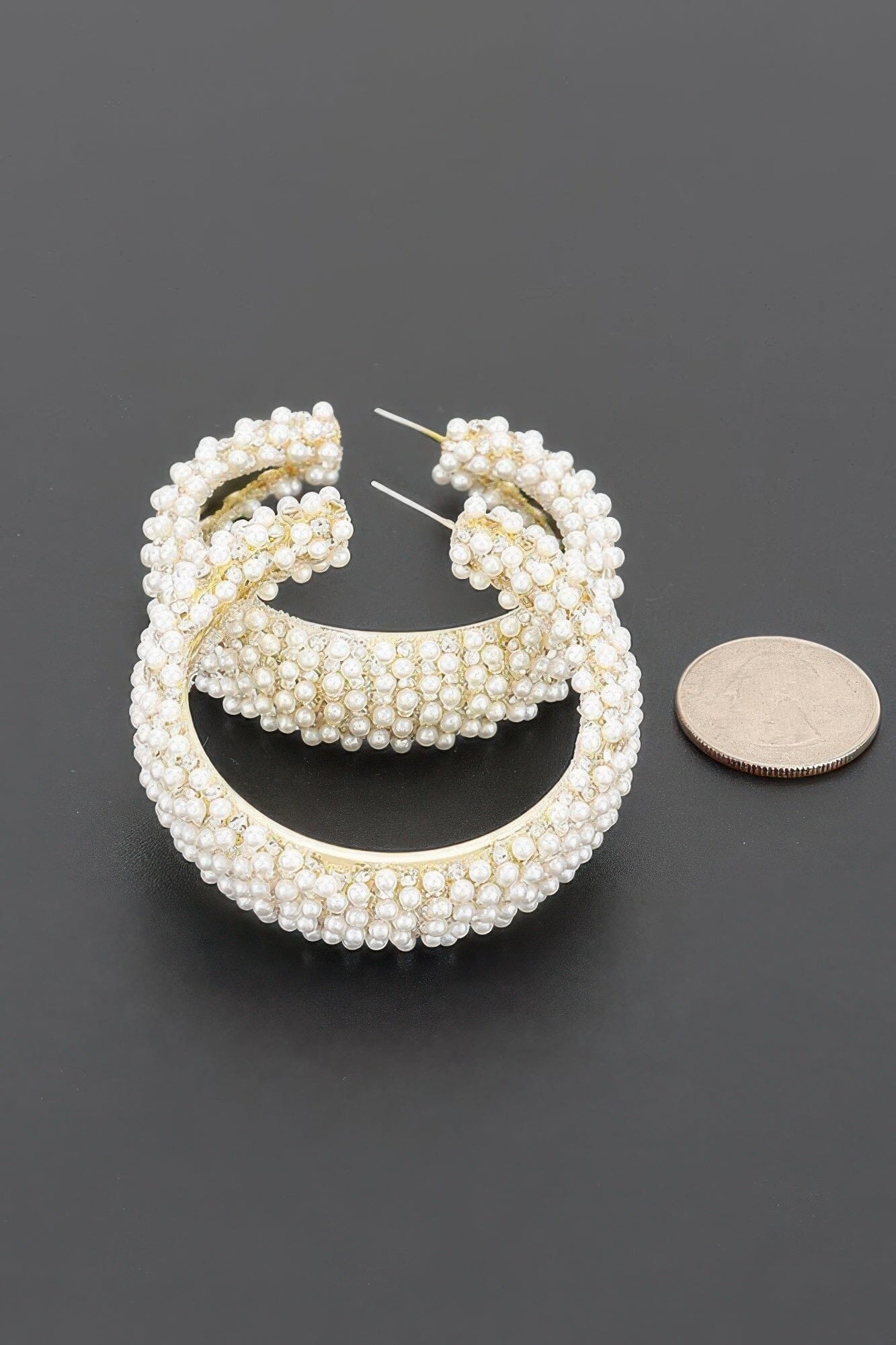 Pearl-encrusted Open Hoop Earrings Apparel & Accessories > Jewelry > Earrings jehouze 