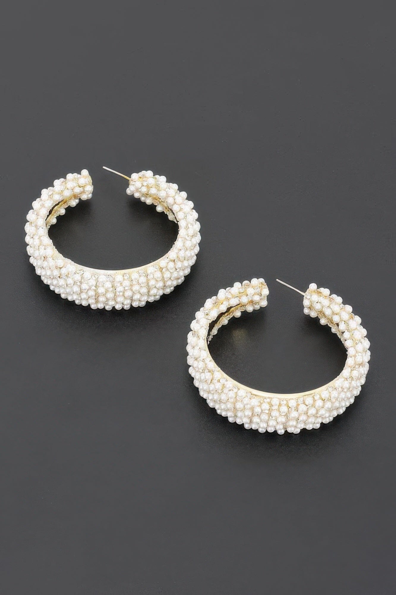 Pearl-encrusted Open Hoop Earrings Apparel & Accessories > Jewelry > Earrings jehouze 