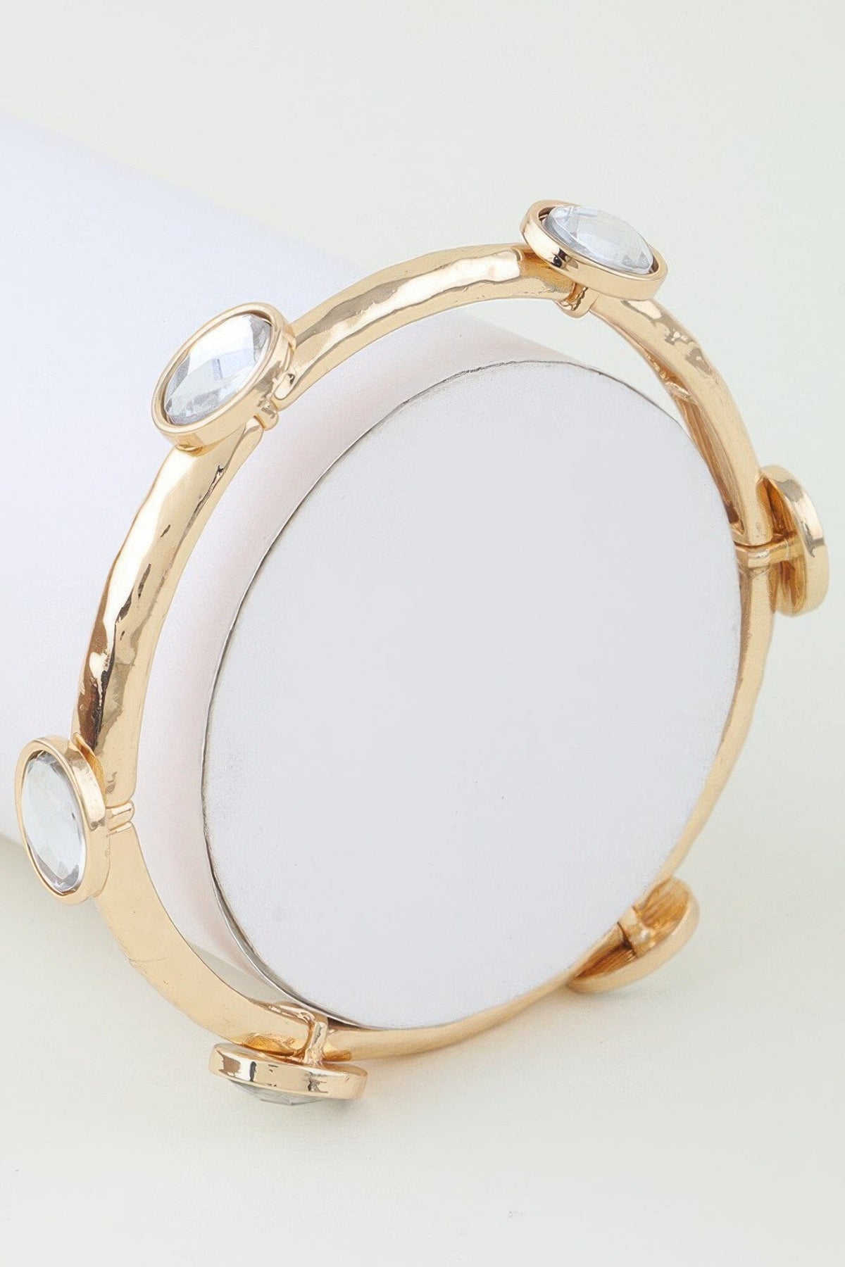 Pearl Stone Charm Cuff Bracelet jehouze Gold Cream 