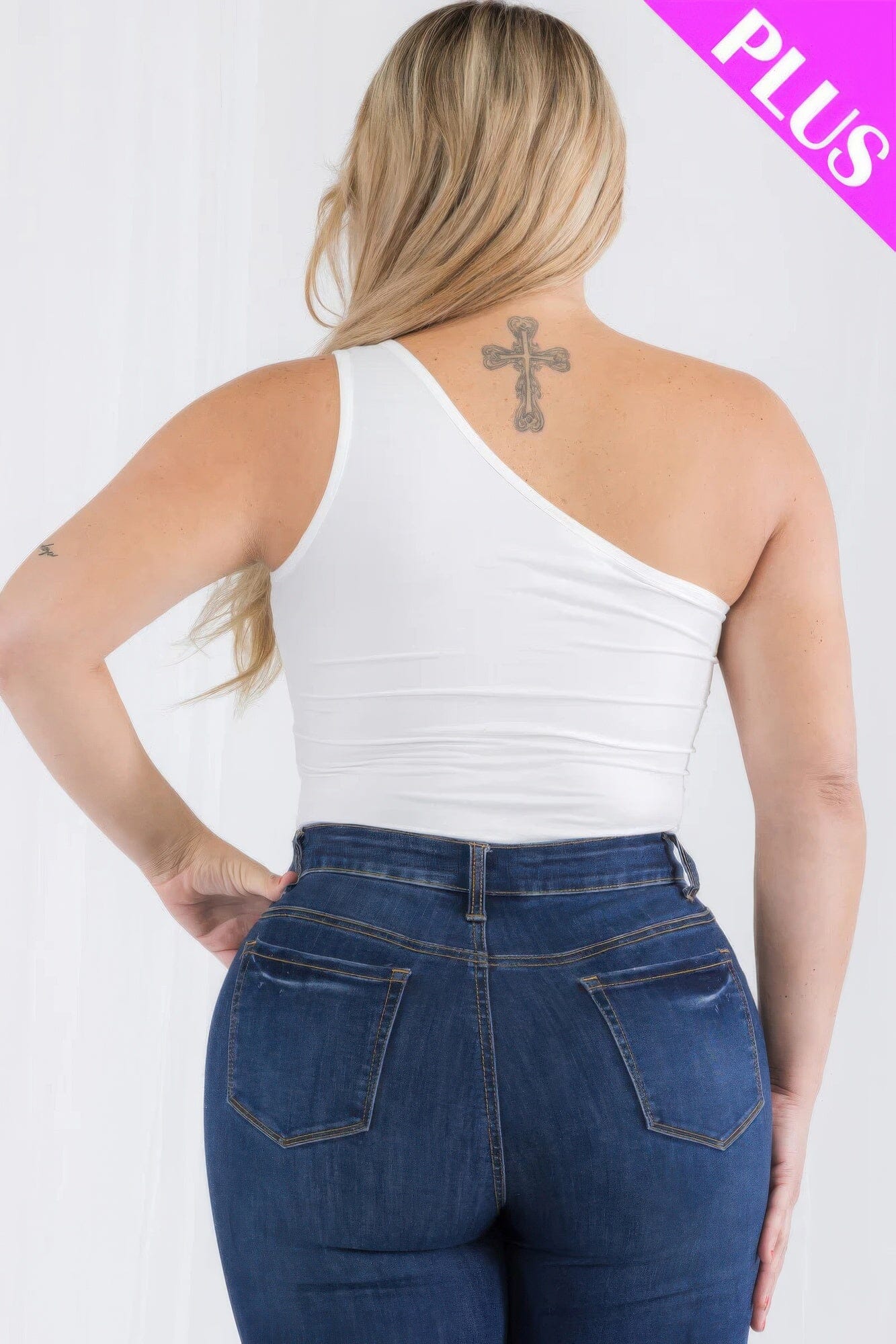 Plus size one shoulder solid casual bodysuit jehouze 