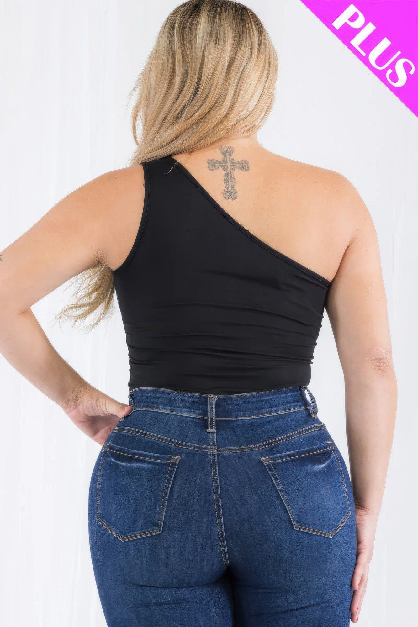 Plus size one shoulder solid casual bodysuit jehouze 