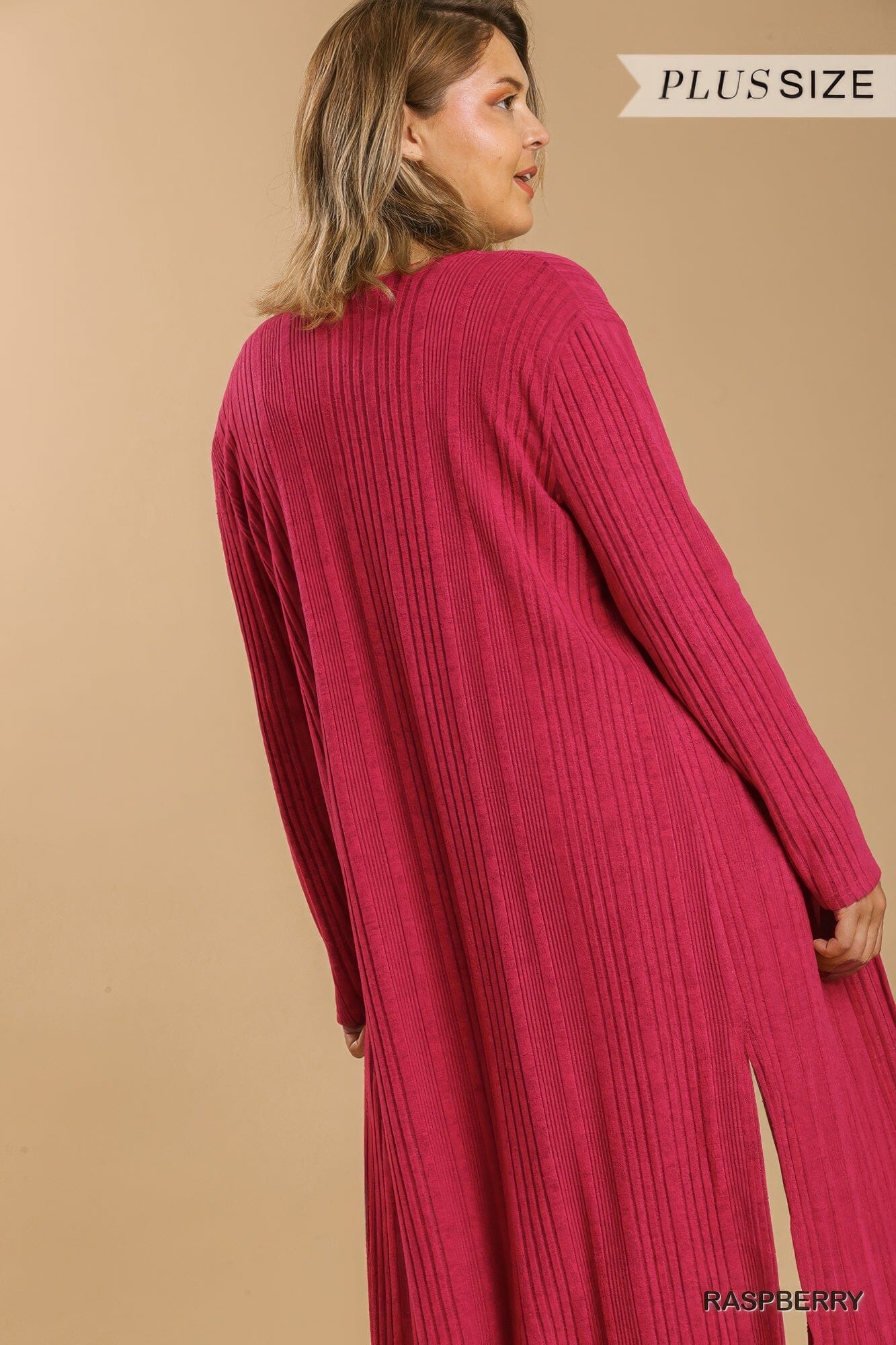 Plus Size Open Front Long Body Cardigan Outerwear jehouze 
