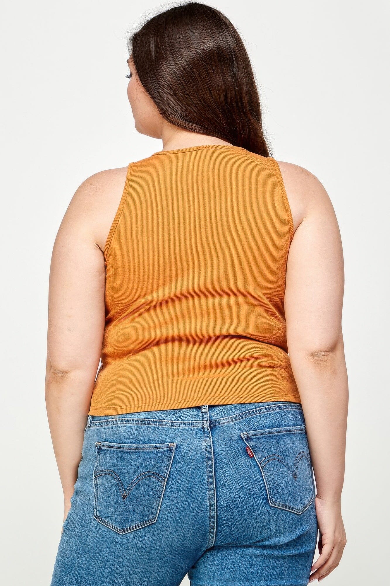 Plus Size Ribbed Sleeveless Ruched Tank Top Shirts & Tops jehouze 