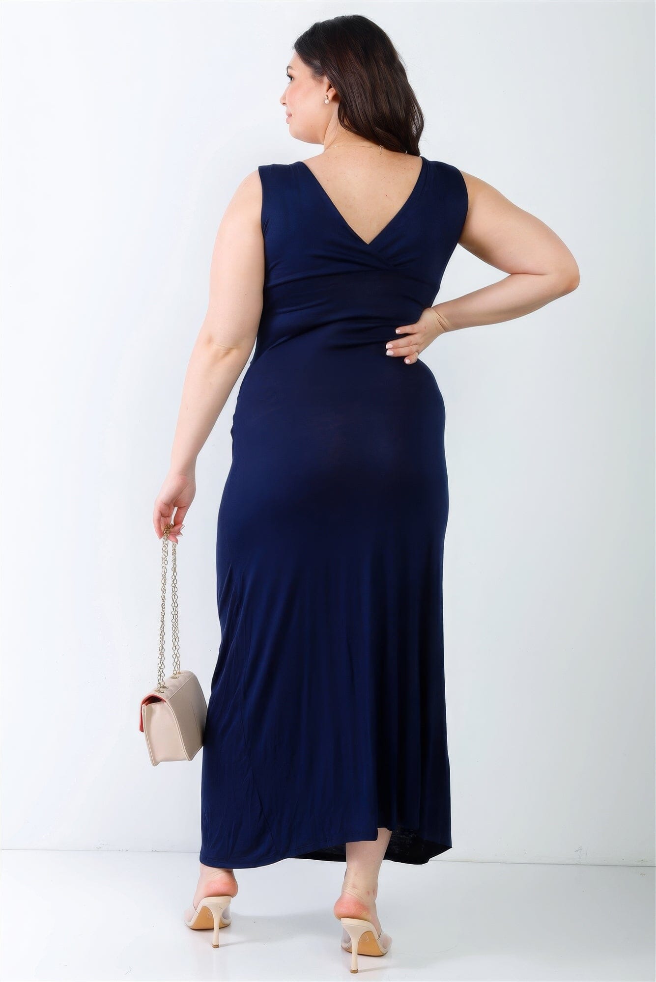 Plus Size V-neck Sleeveless Maxi Dress Dresses jehouze 