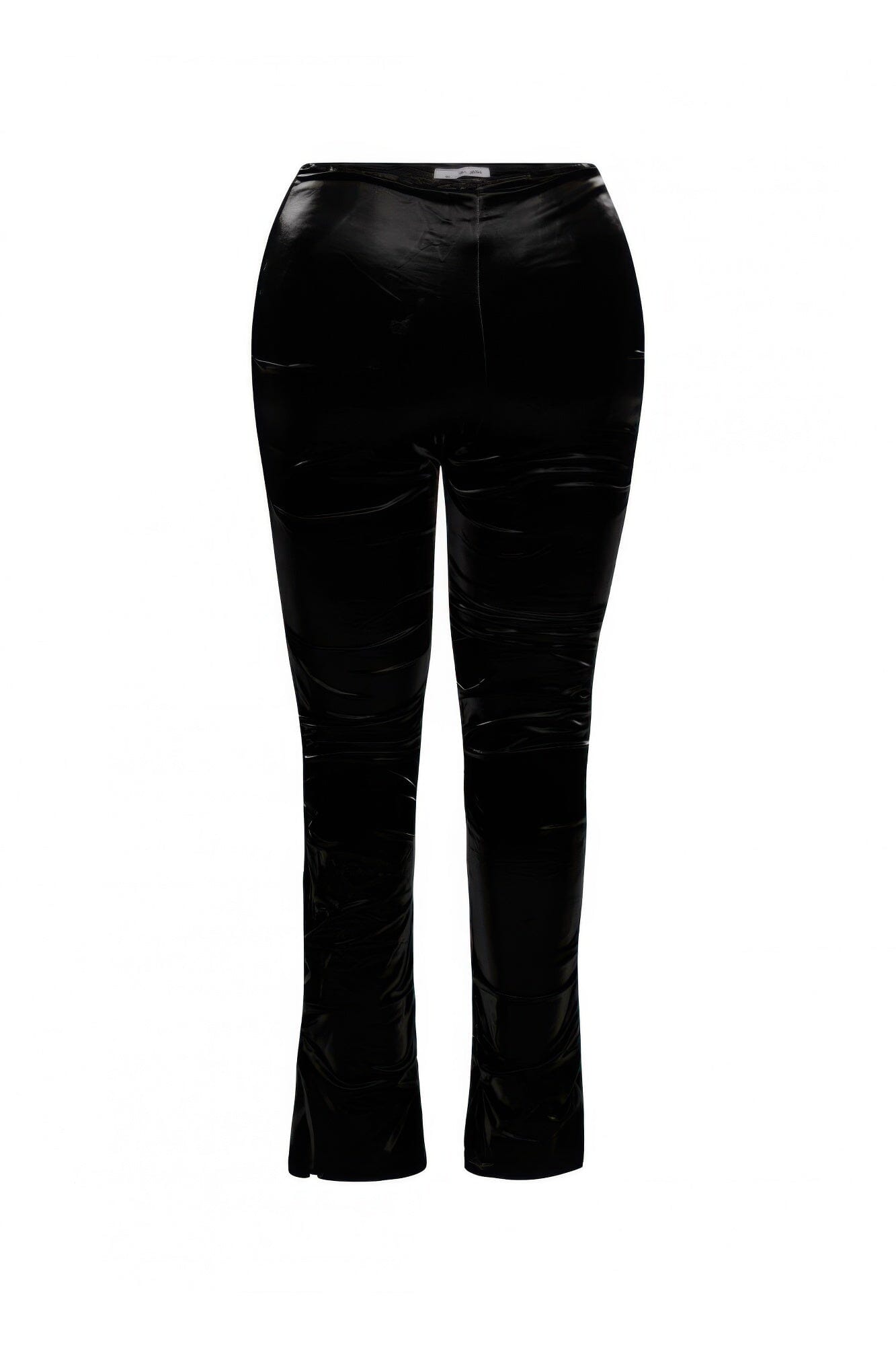 Plus Size Velvet Pu Ruched Pants Pants jehouze Black 1XL 