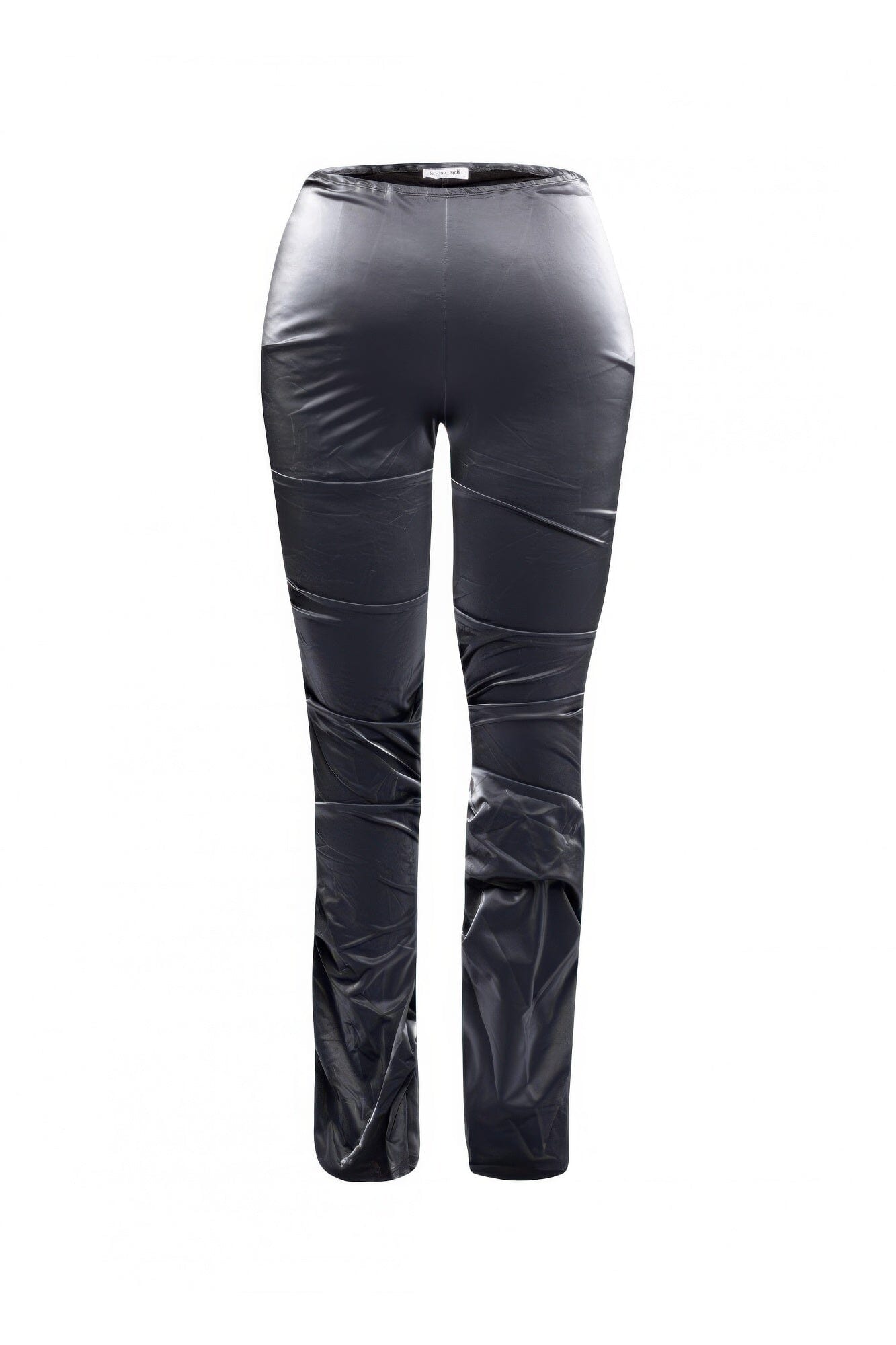 Plus Size Velvet Pu Ruched Pants Pants jehouze Charcoal 1XL 