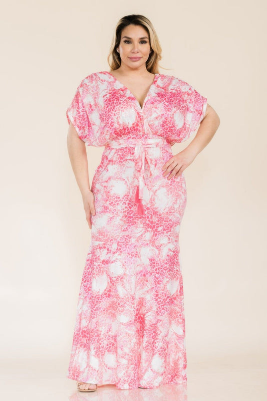 Plus Size Venesia Tie Waist Mermaid Maxi Dress Dresses jehouze 1XL 