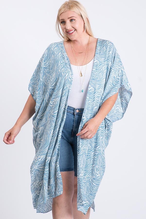 Plus Size Zebra Print Short Sleeve Maxi Kimono cardigan jehouze 