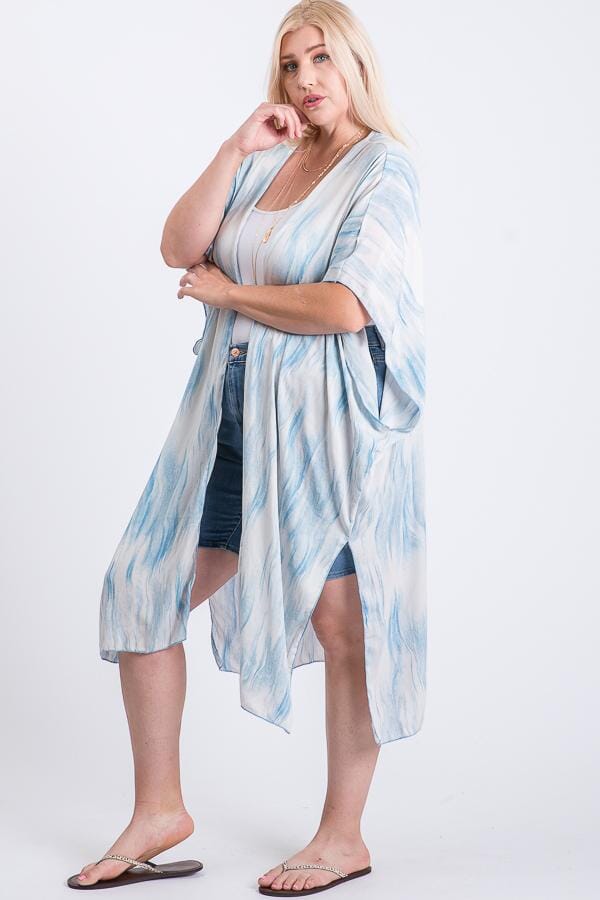 Plus Size Zebra Print Short Sleeve Maxi Kimono cardigan jehouze 