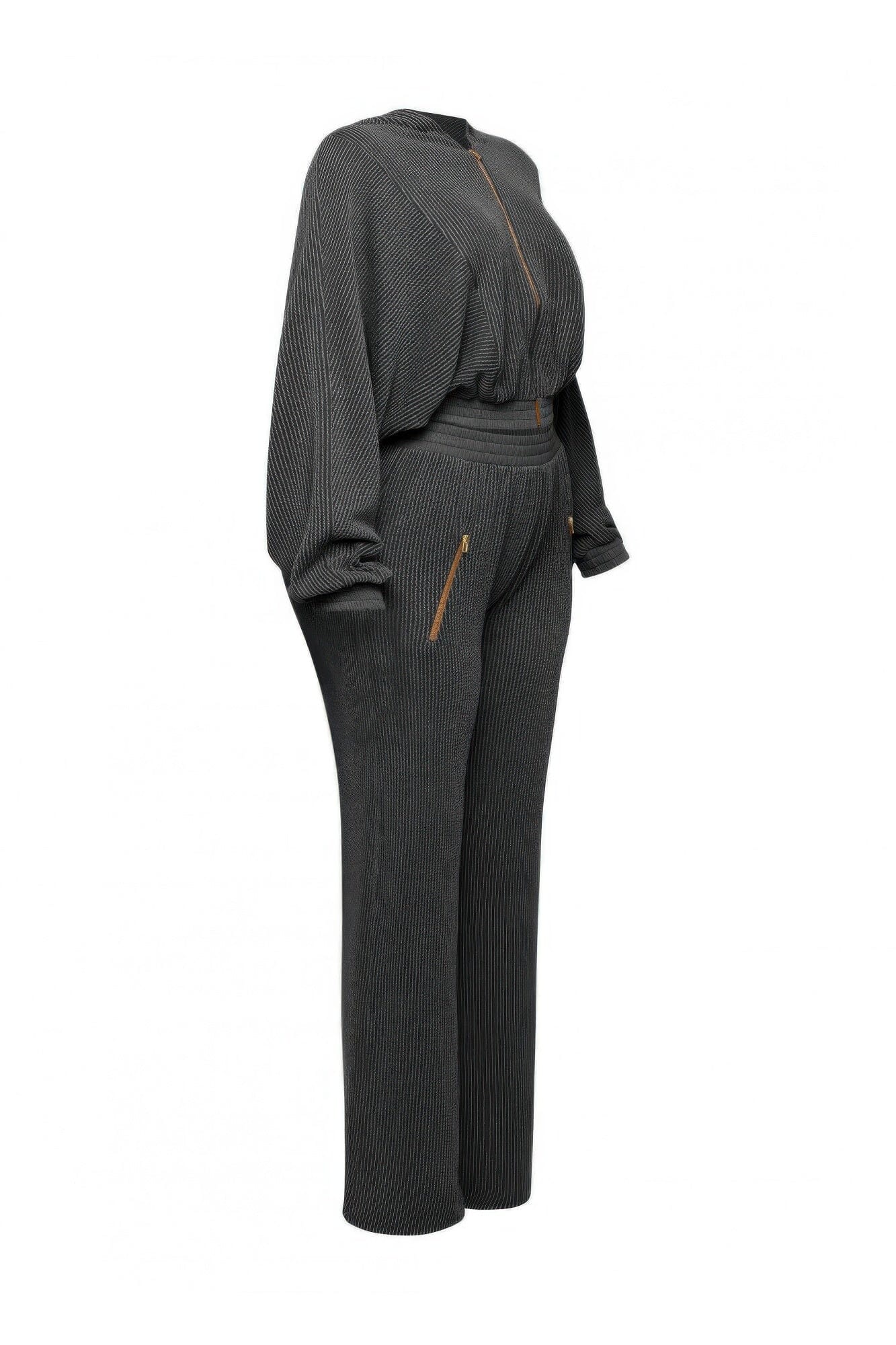 Plus Size Zipper Closure Hoodie Jacket & Pants Set Outfit Sets jehouze 