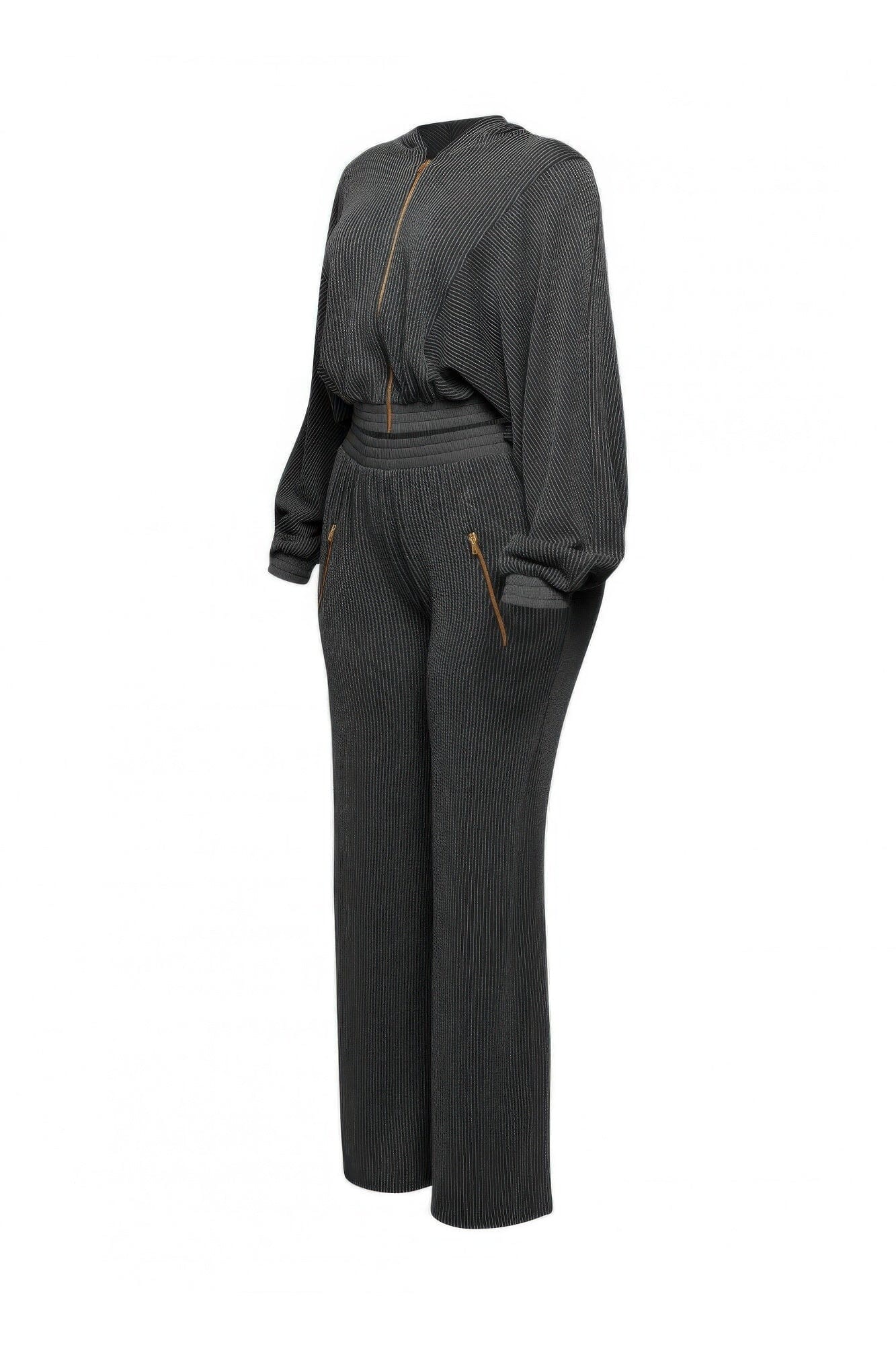 Plus Size Zipper Closure Hoodie Jacket & Pants Set Outfit Sets jehouze 