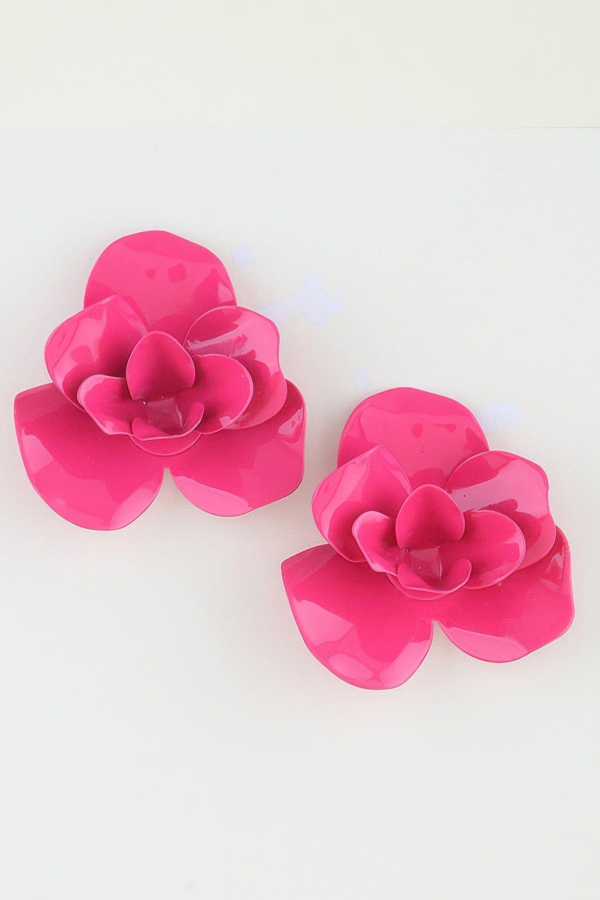 Polished Blooming Rose Stud Earrings Apparel & Accessories > Jewelry > Earrings jehouze Fuschia 