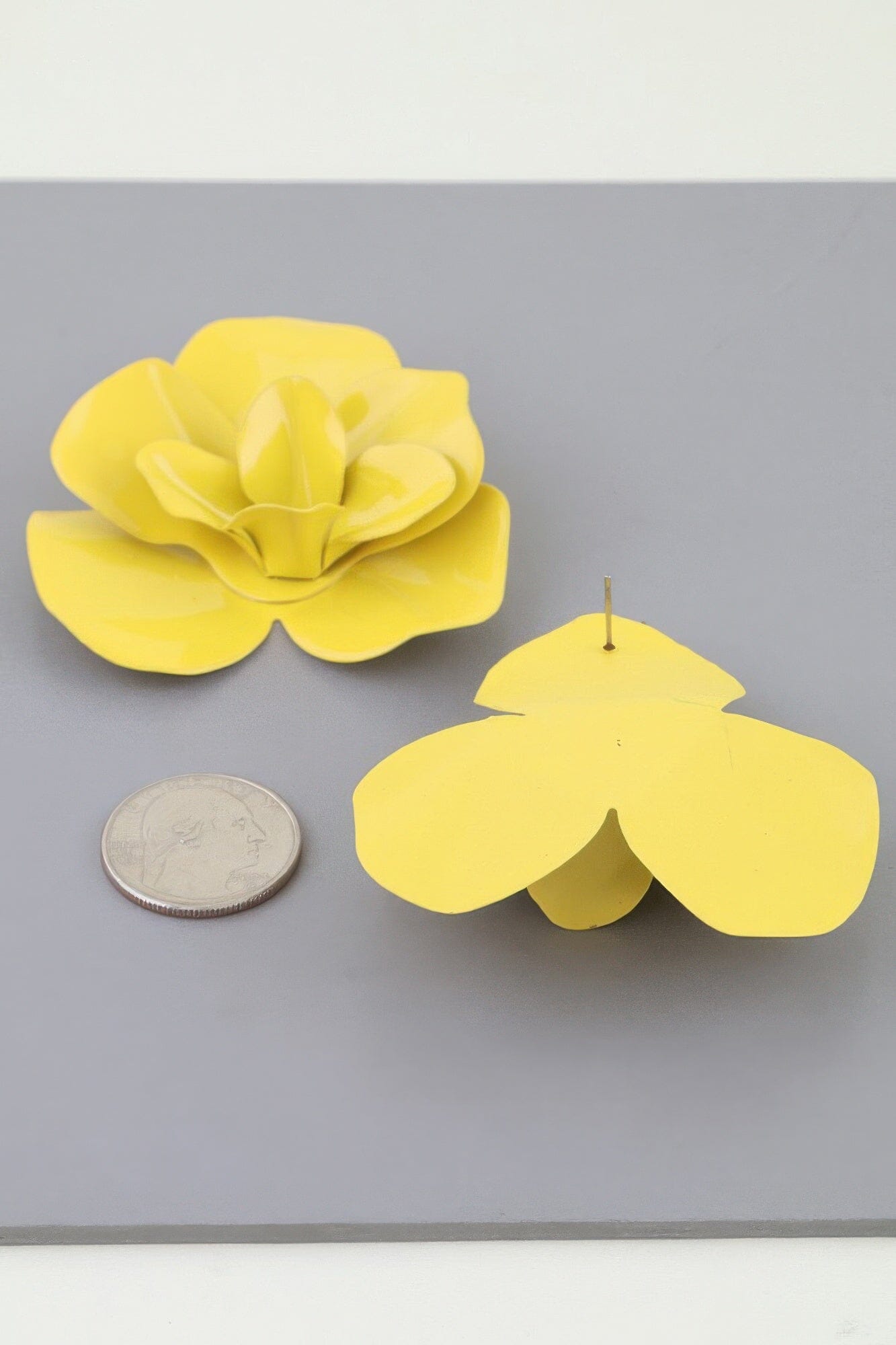 Polished Blooming Rose Stud Earrings Apparel & Accessories > Jewelry > Earrings jehouze Yellow 
