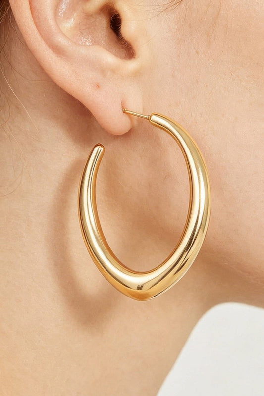 Polished Cateye Hoop Earrings Apparel & Accessories > Jewelry > Earrings jehouze Gold 
