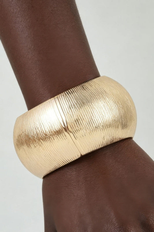Polished Engraved Dome Cuff Bracelet Bracelets jehouze Gold 