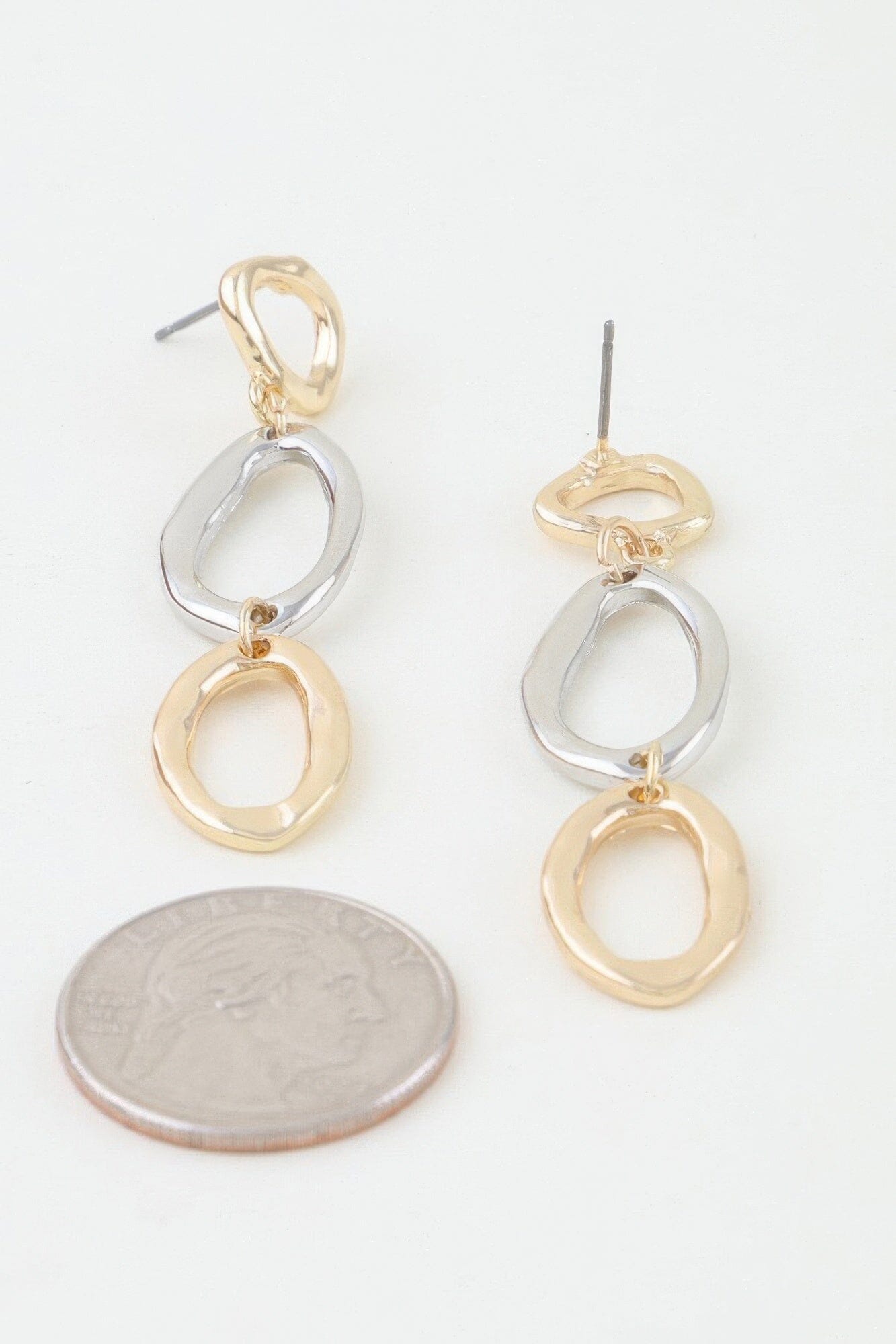 Polished Two Toned Loop Drop Earrings Apparel & Accessories > Jewelry > Earrings jehouze 