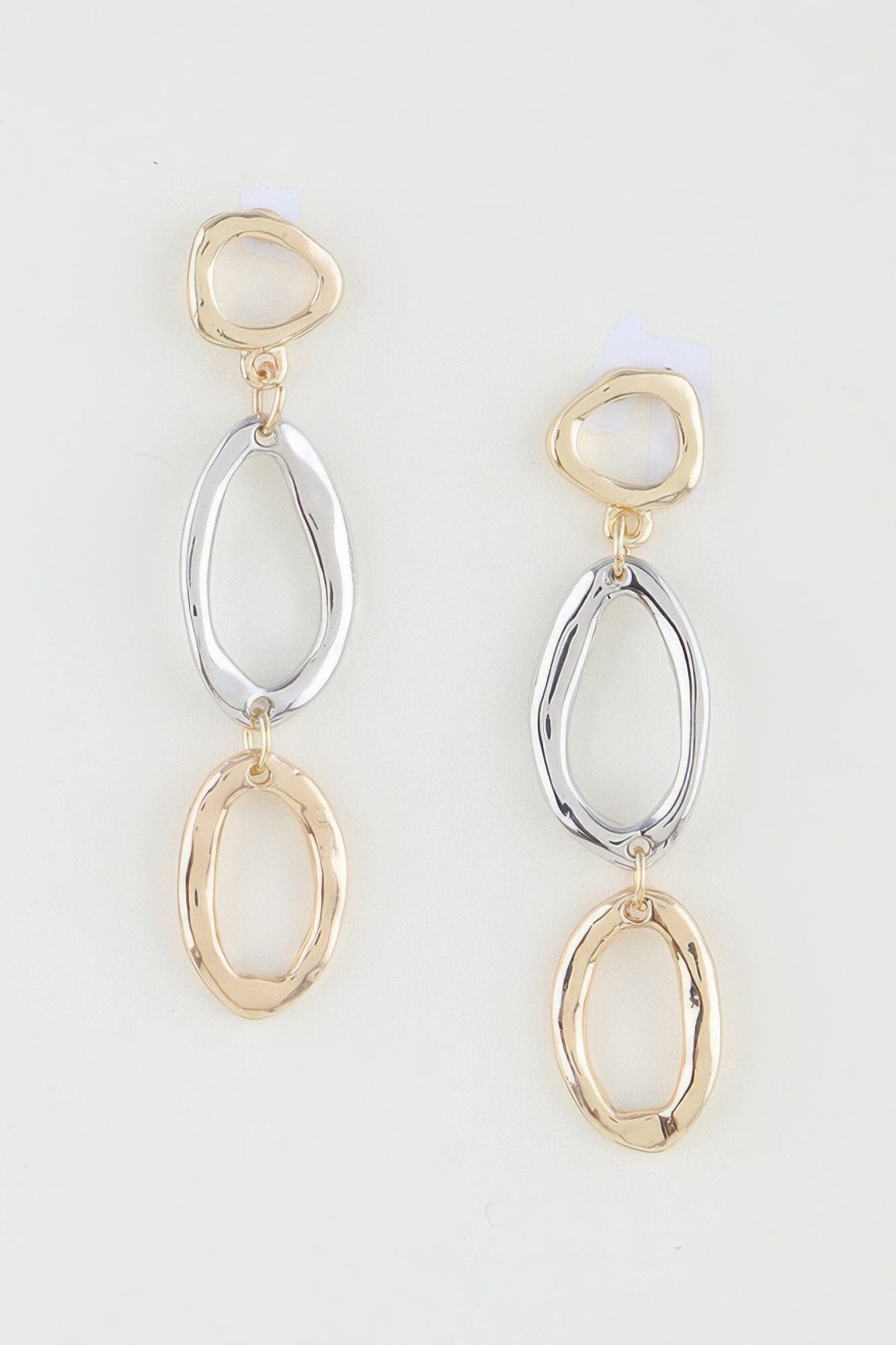 Polished Two Toned Loop Drop Earrings Apparel & Accessories > Jewelry > Earrings jehouze 