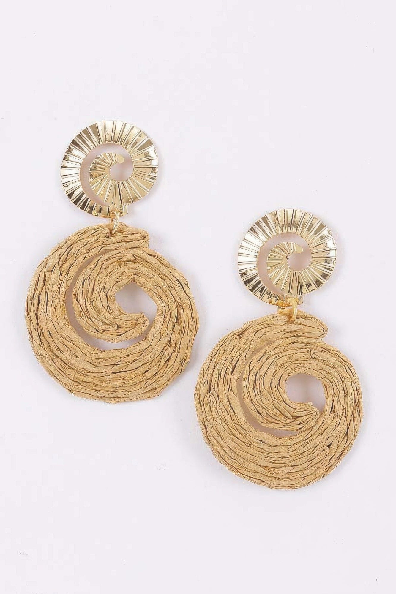 Raffia Spiral Drop Earrings Apparel & Accessories > Jewelry > Earrings jehouze 