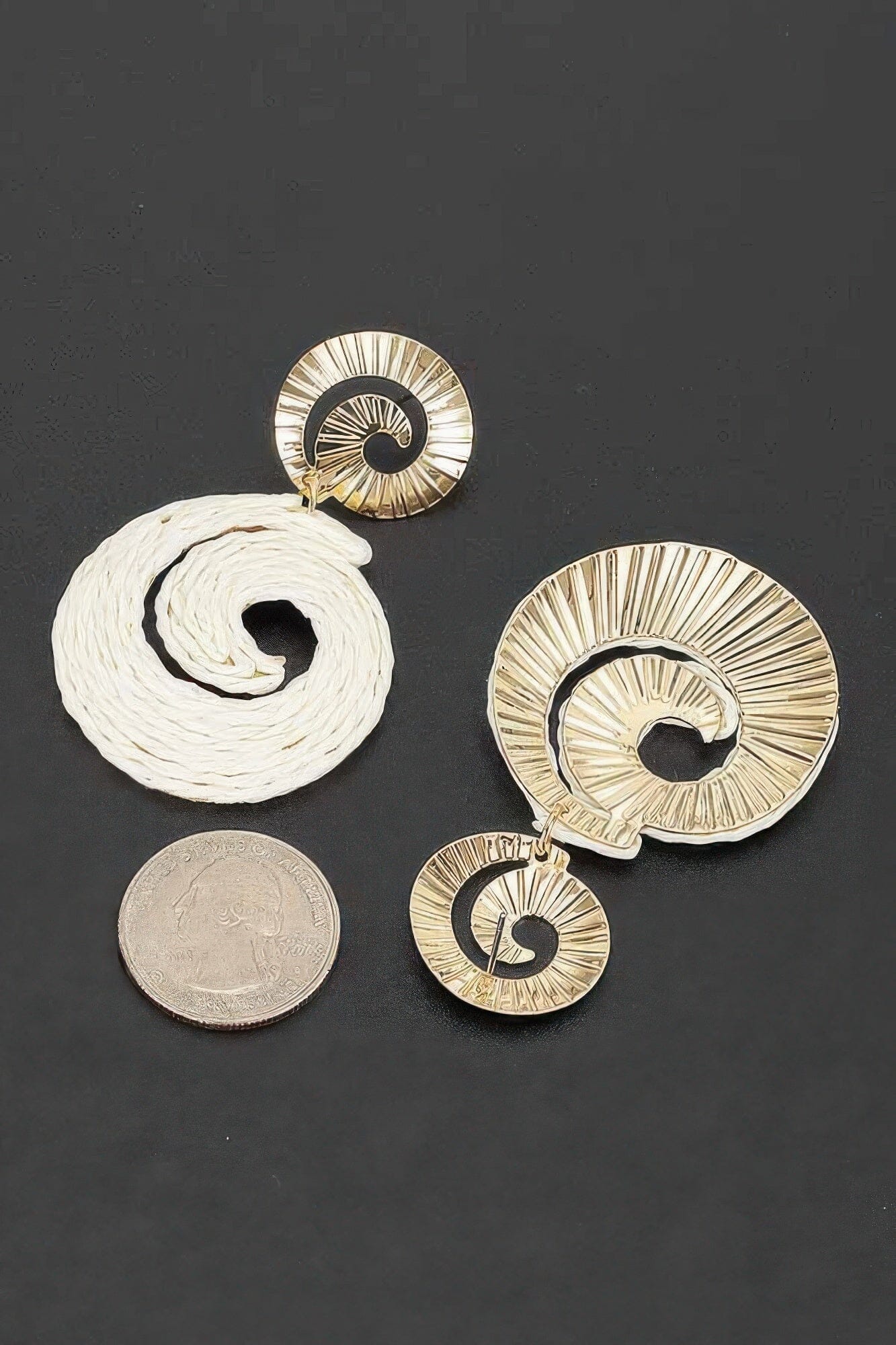 Raffia Spiral Drop Earrings Apparel & Accessories > Jewelry > Earrings jehouze White 
