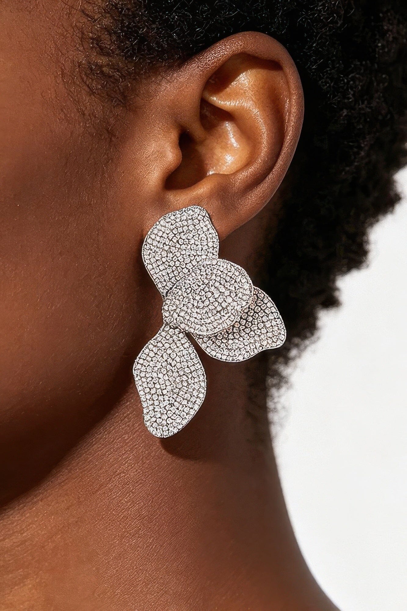 Rhinestone-encrusted Four-leaf Statement Earrings Apparel & Accessories > Jewelry > Earrings jehouze Clear 