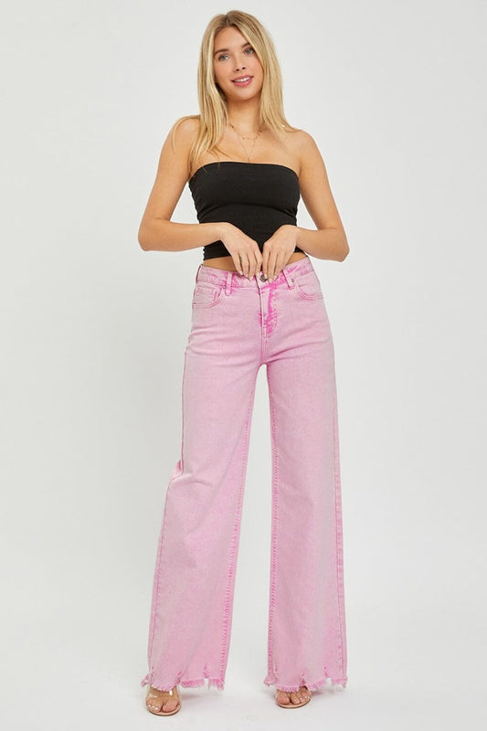 RISEN Acid Pink High Rise Wide Leg Jeans jeans jehouze Acid Pink 0 