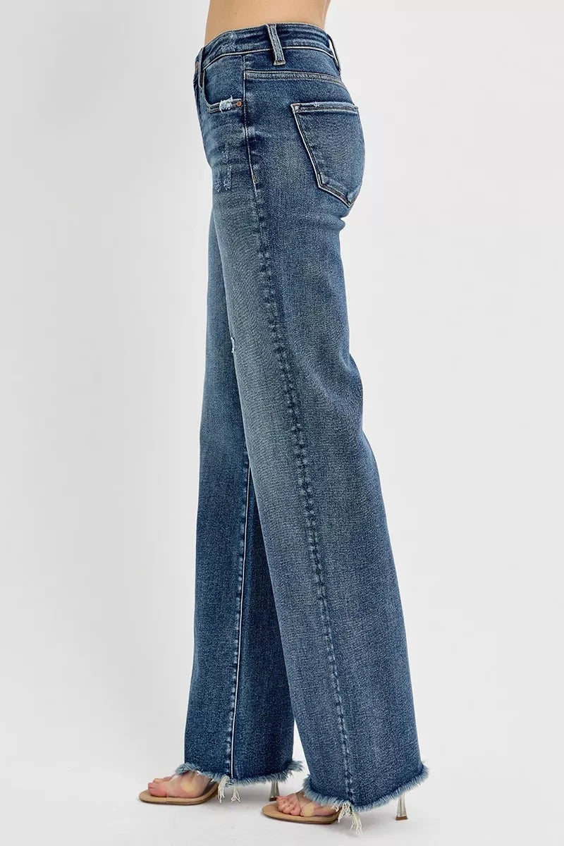 RISEN Plus Size Tummy Control High Rise Long Straight Jeans pant jehouze 