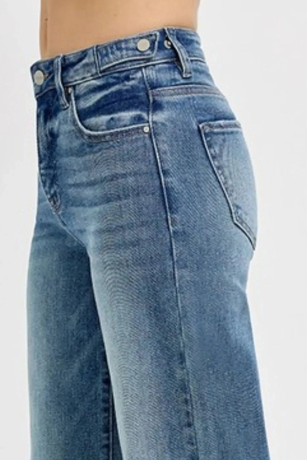 RISEN Plus Size Tummy Control High Rise Wide Adjustable Waist Band Jeans Pants jehouze 